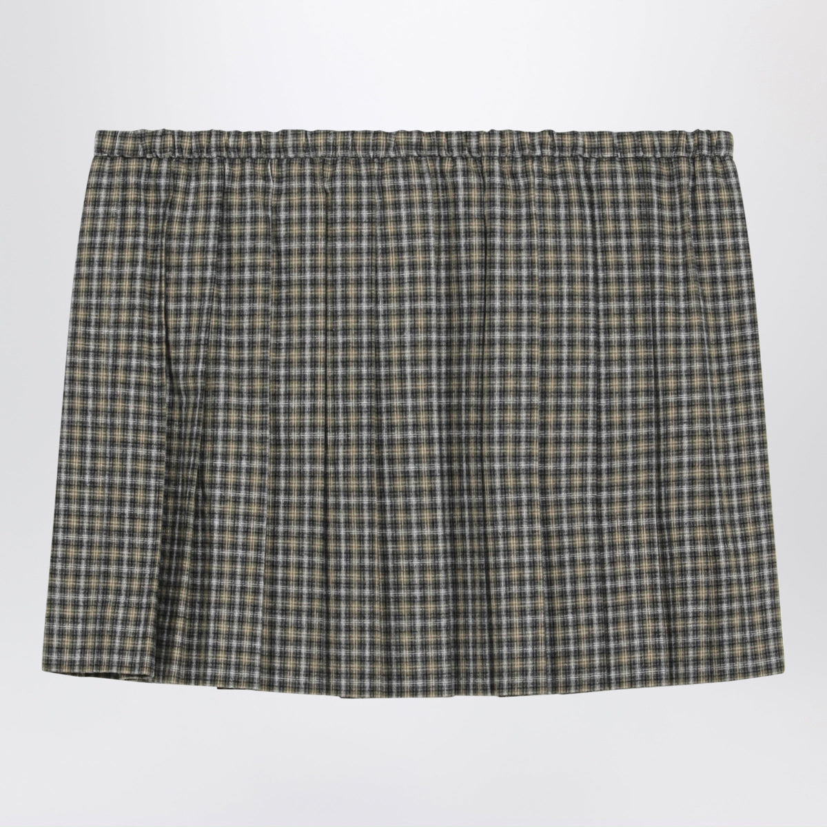 Miu Miu Grey/Sand Checked Pleated Mini Skirt Women MIU MIU