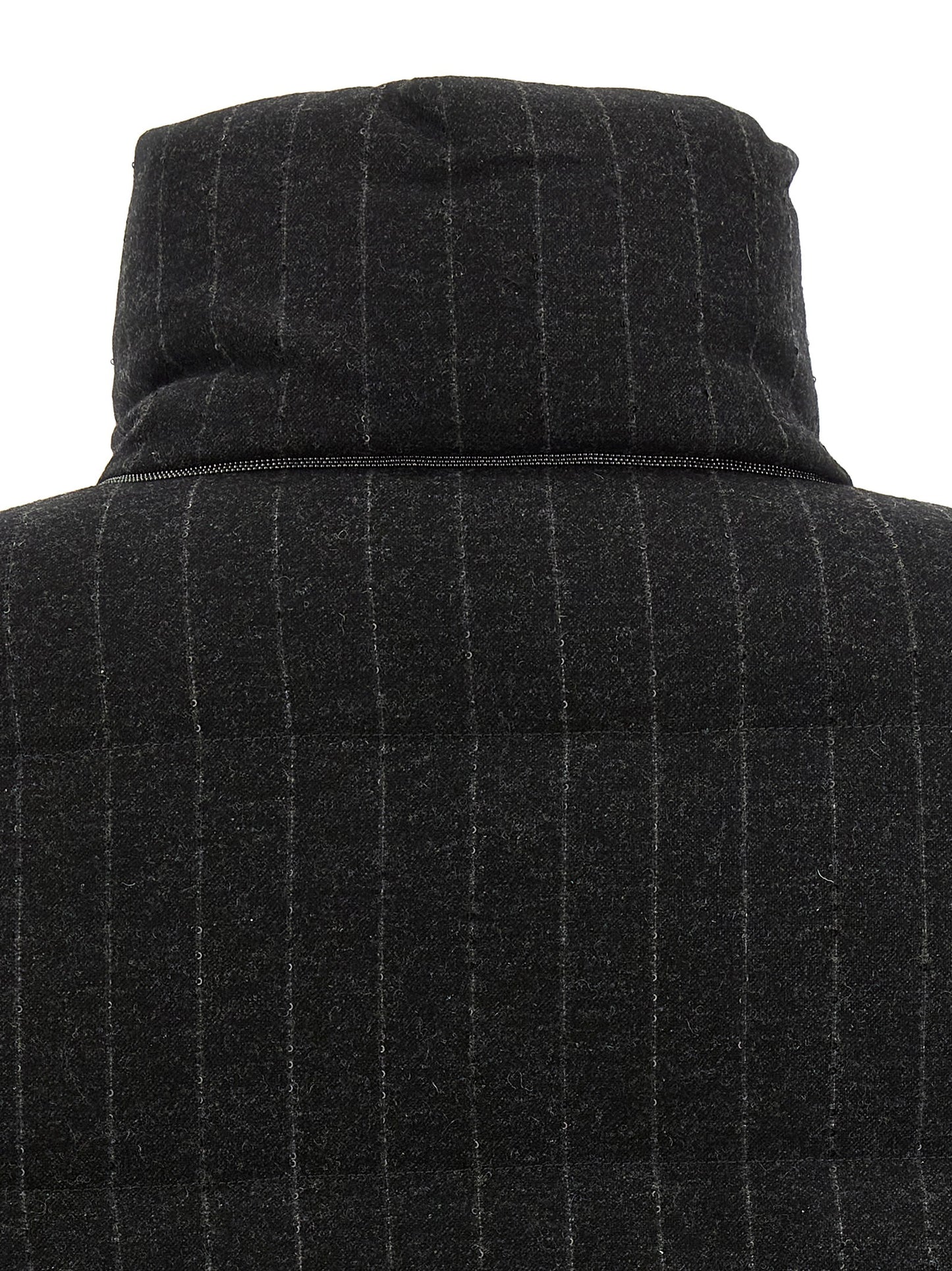 Brunello Cucinelli Women Micro Sequin Pinstriped Crop Down Jacket BRUNELLO CUCINELLI