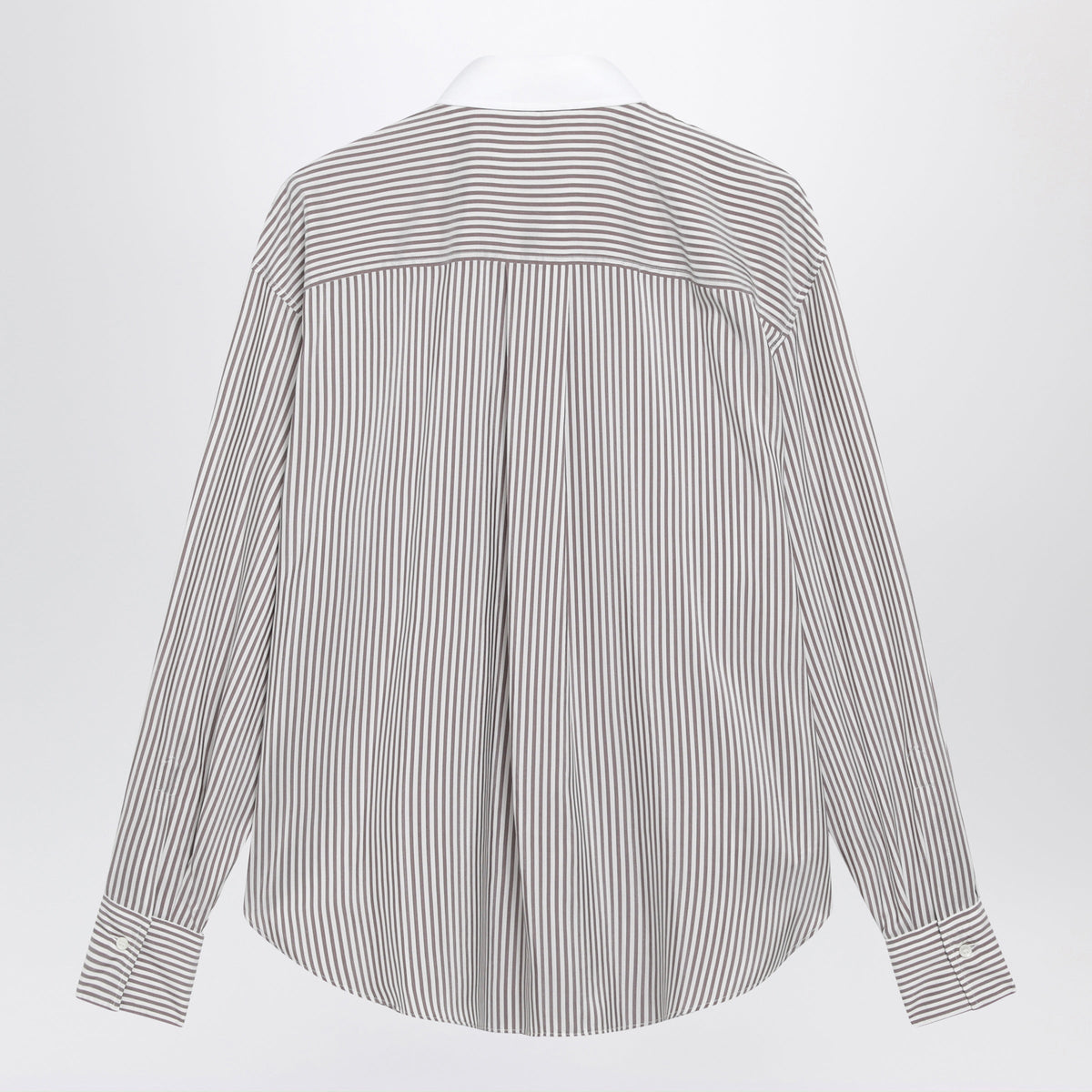 Brunello Cucinelli White And Cabernet Striped Silk Shirt Women BRUNELLO CUCINELLI