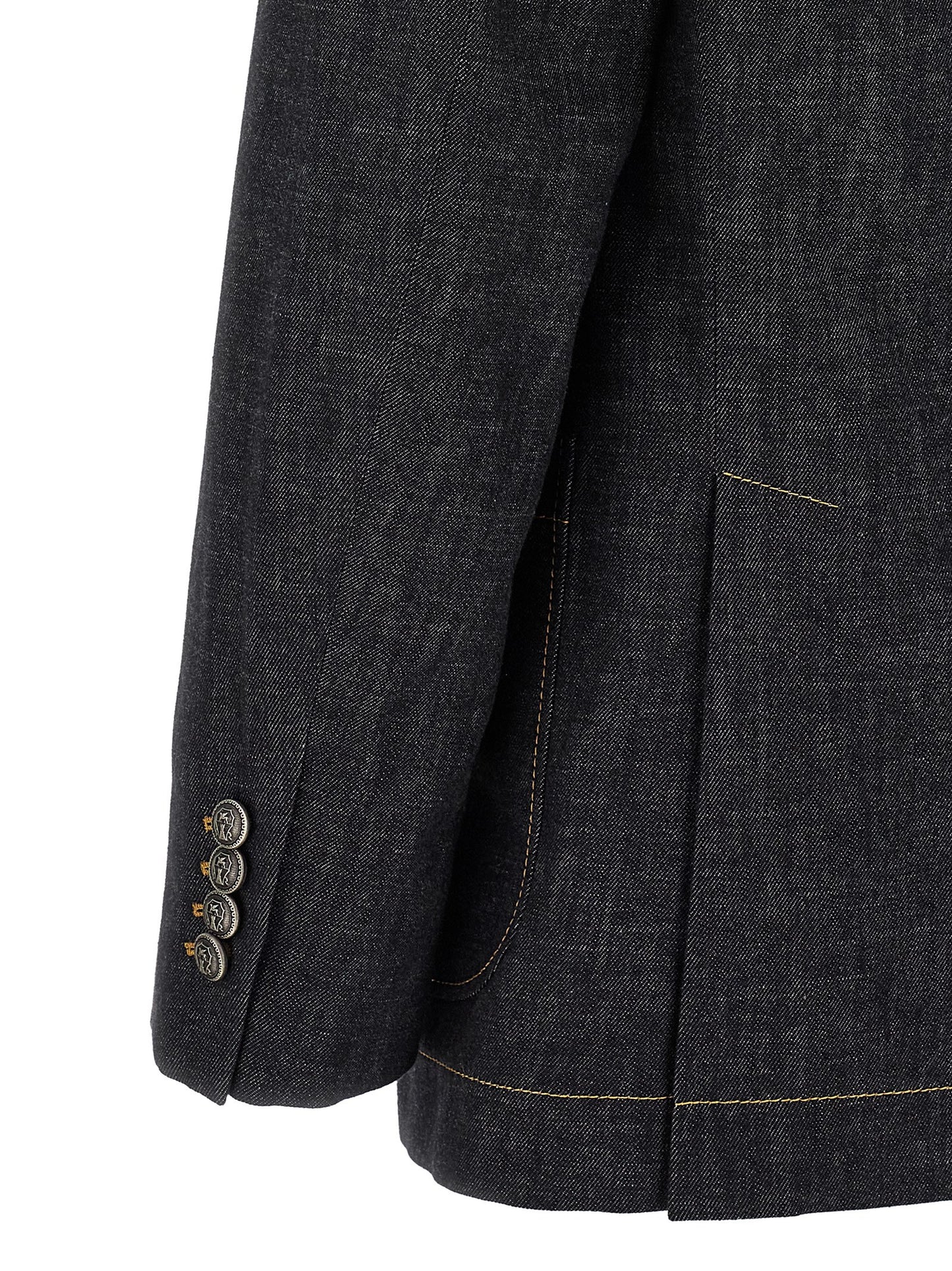 Brunello Cucinelli Men Double-Breasted Denim Blazer BRUNELLO CUCINELLI
