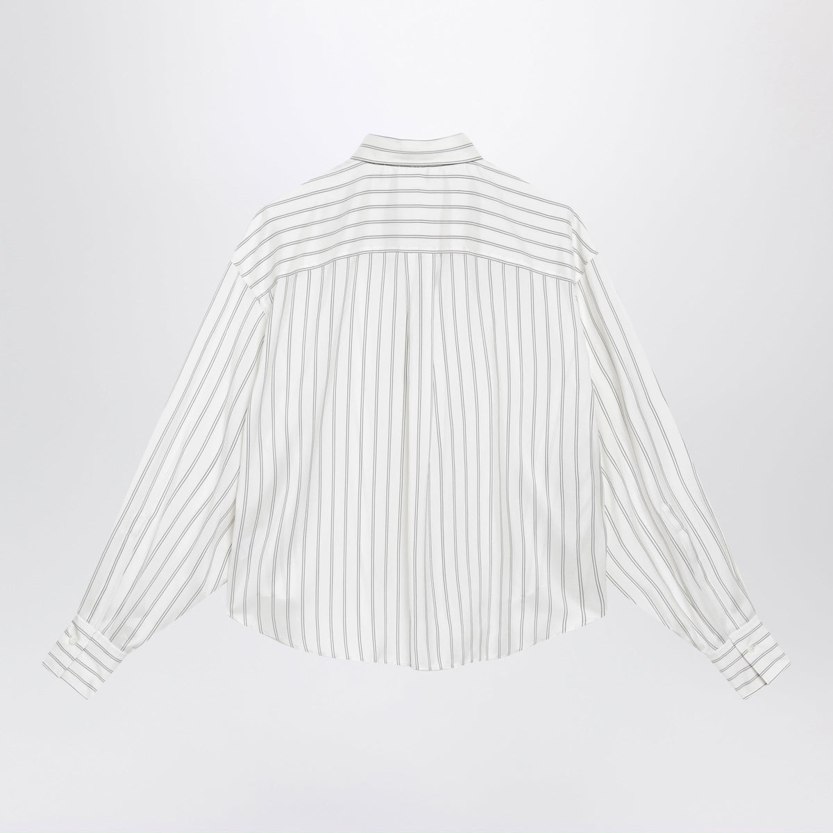 Brunello Cucinelli White And Black Striped Silk Shirt Women BRUNELLO CUCINELLI