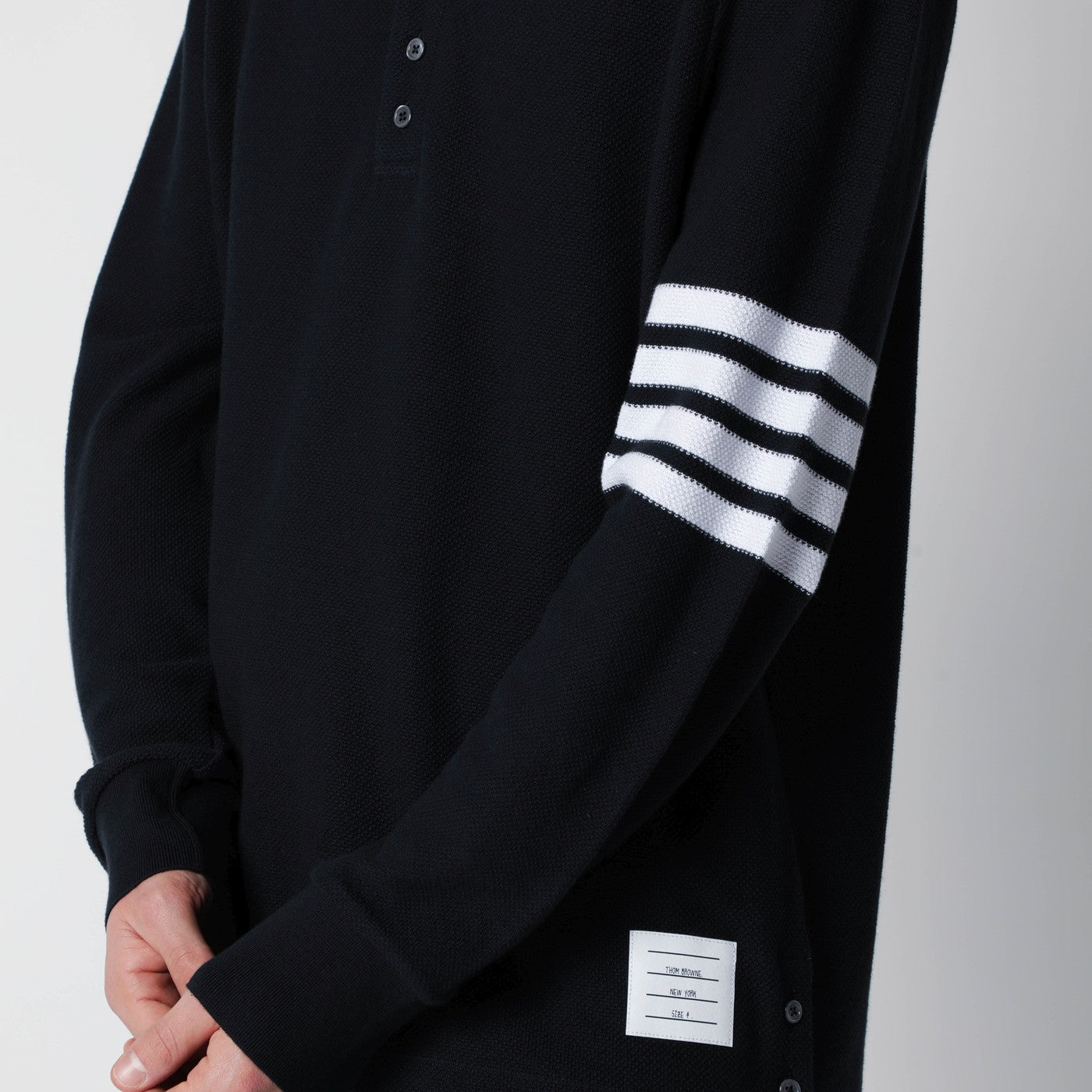 Thom Browne Navy Blue Cotton Polo Shirt Men THOM BROWNE