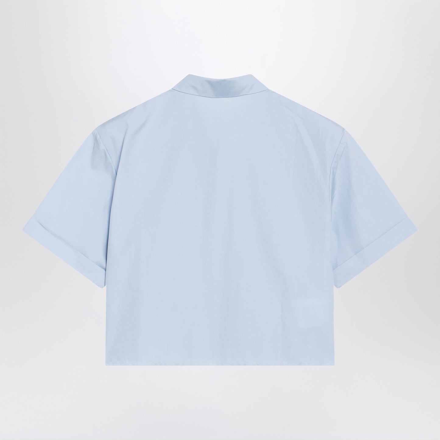 Miu Miu Light Blue Cropped Poplin Shirt With Ruffles Women MIU MIU