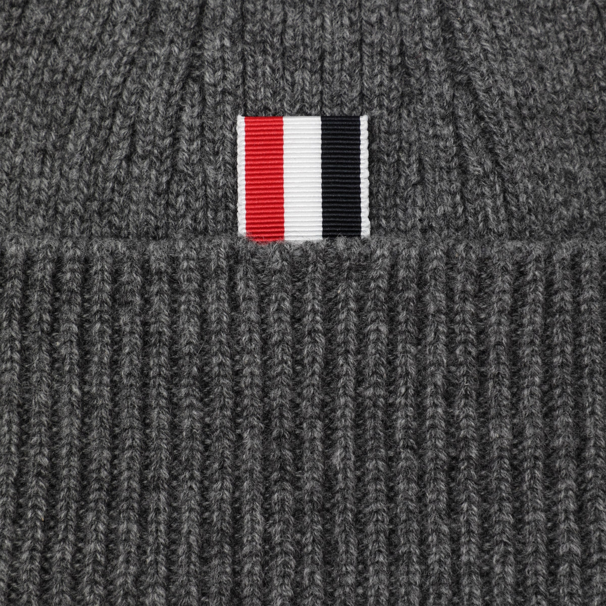 Thom Browne Grey Ribbed Cashmere Beanie Men THOM BROWNE
