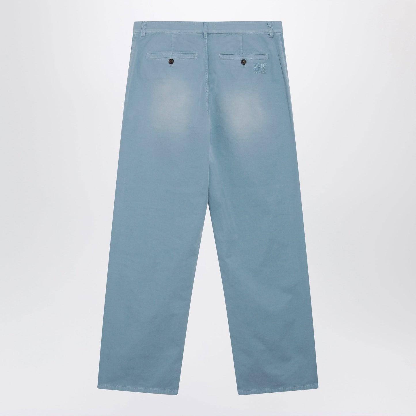 Miu Miu Garment-Dyed Cotton Twill Trousers In Astral Women MIU MIU