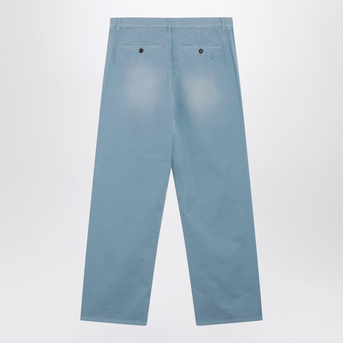 Miu Miu Garment-Dyed Cotton Twill Trousers In Astral Women MIU MIU