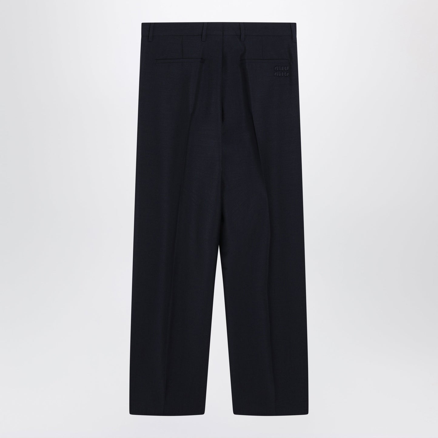 Miu Miu Navy Blue Wool-Blend Trousers Women MIU MIU