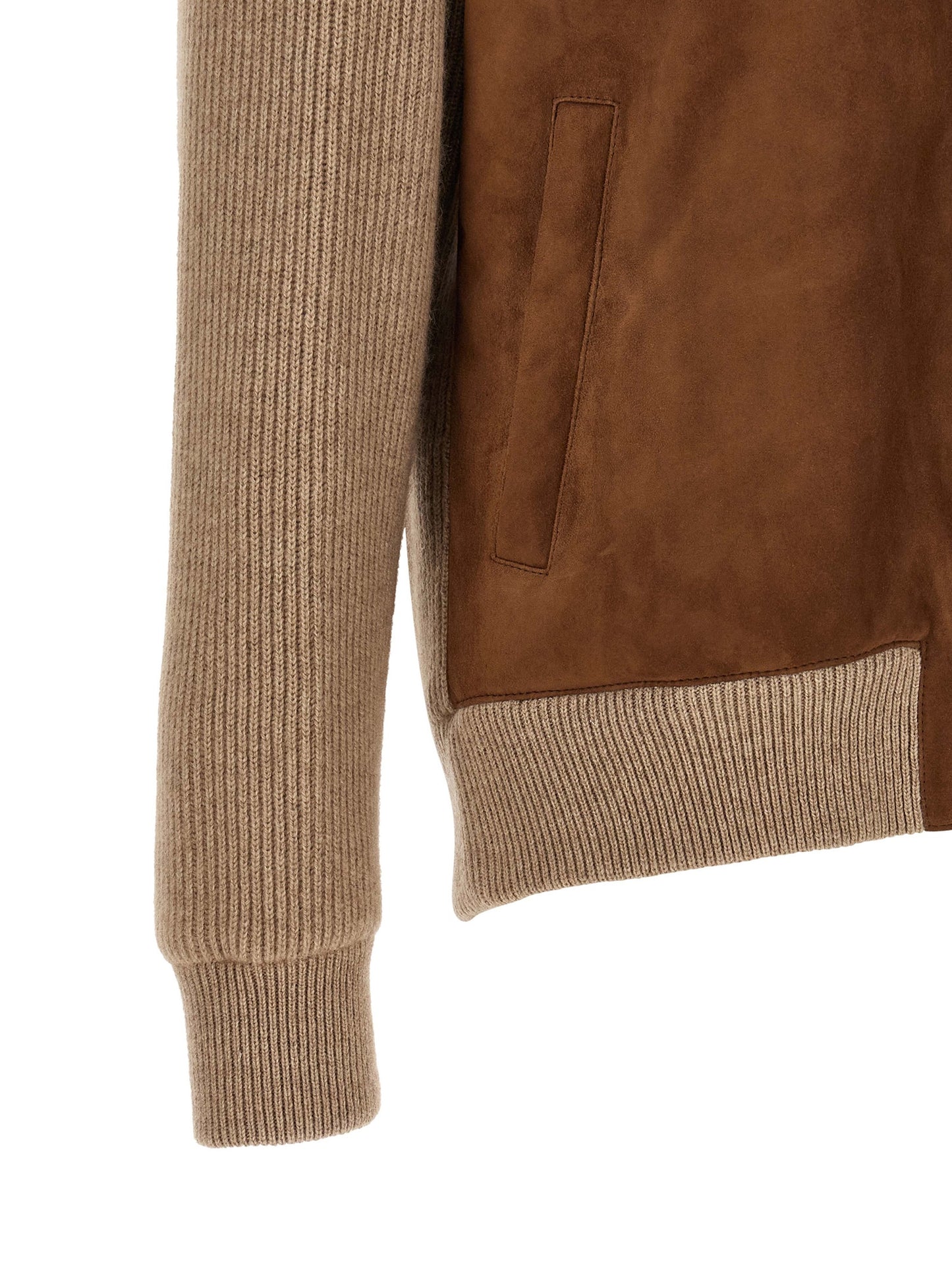 Brunello Cucinelli Men Suede And Cashmere Bomber Jacket BRUNELLO CUCINELLI