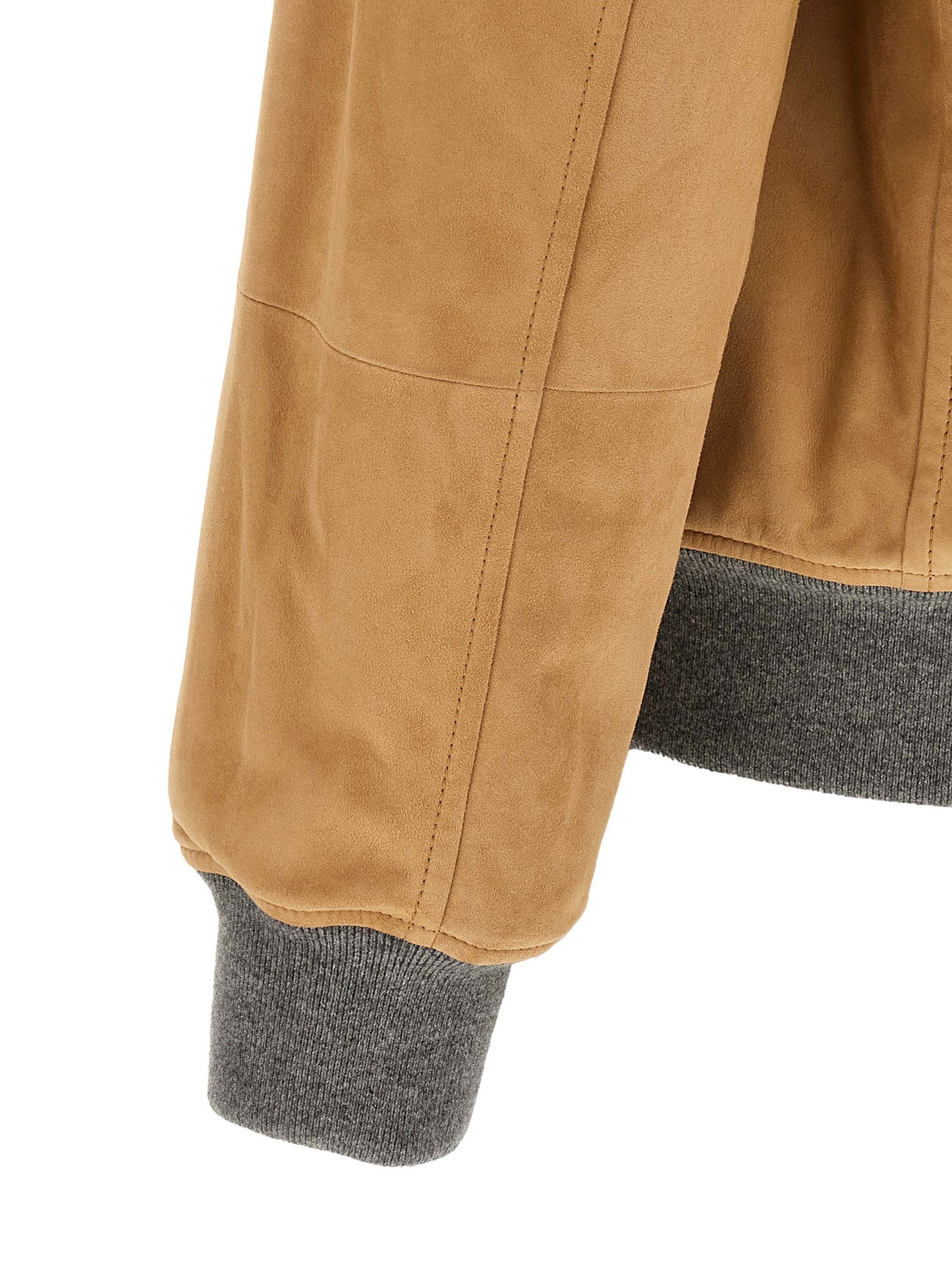 Brunello Cucinelli Men Padded Suede Bomber Jacket BRUNELLO CUCINELLI