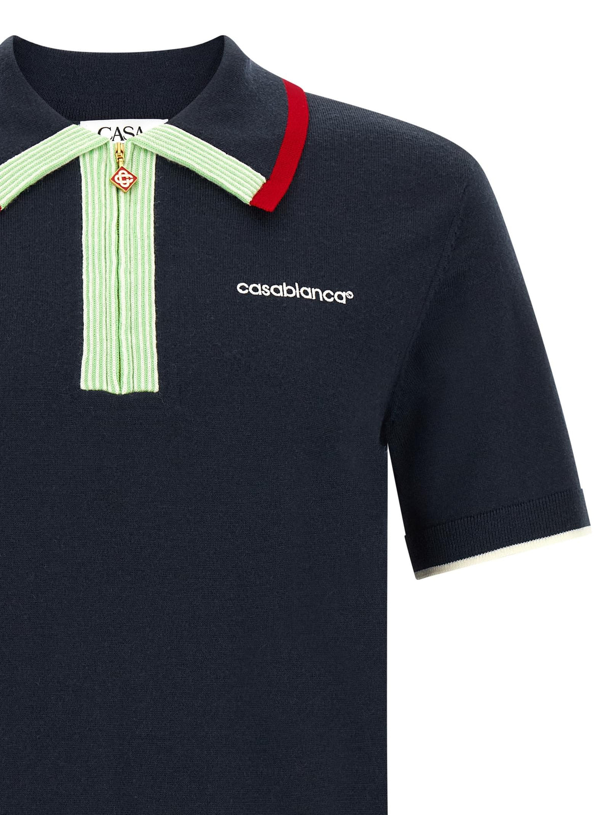 Casablanca Men Knit Polo Shirt With Zip CASABLANCA