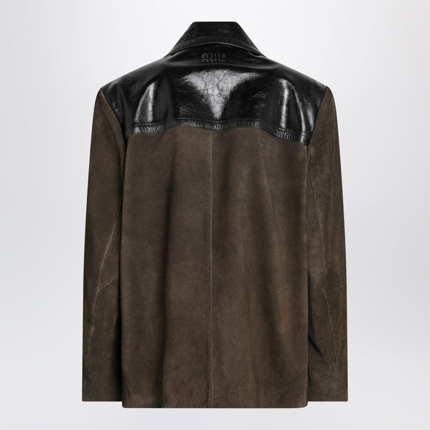 Miu Miu Suede Leather Jacket In Mud Color Women MIU MIU