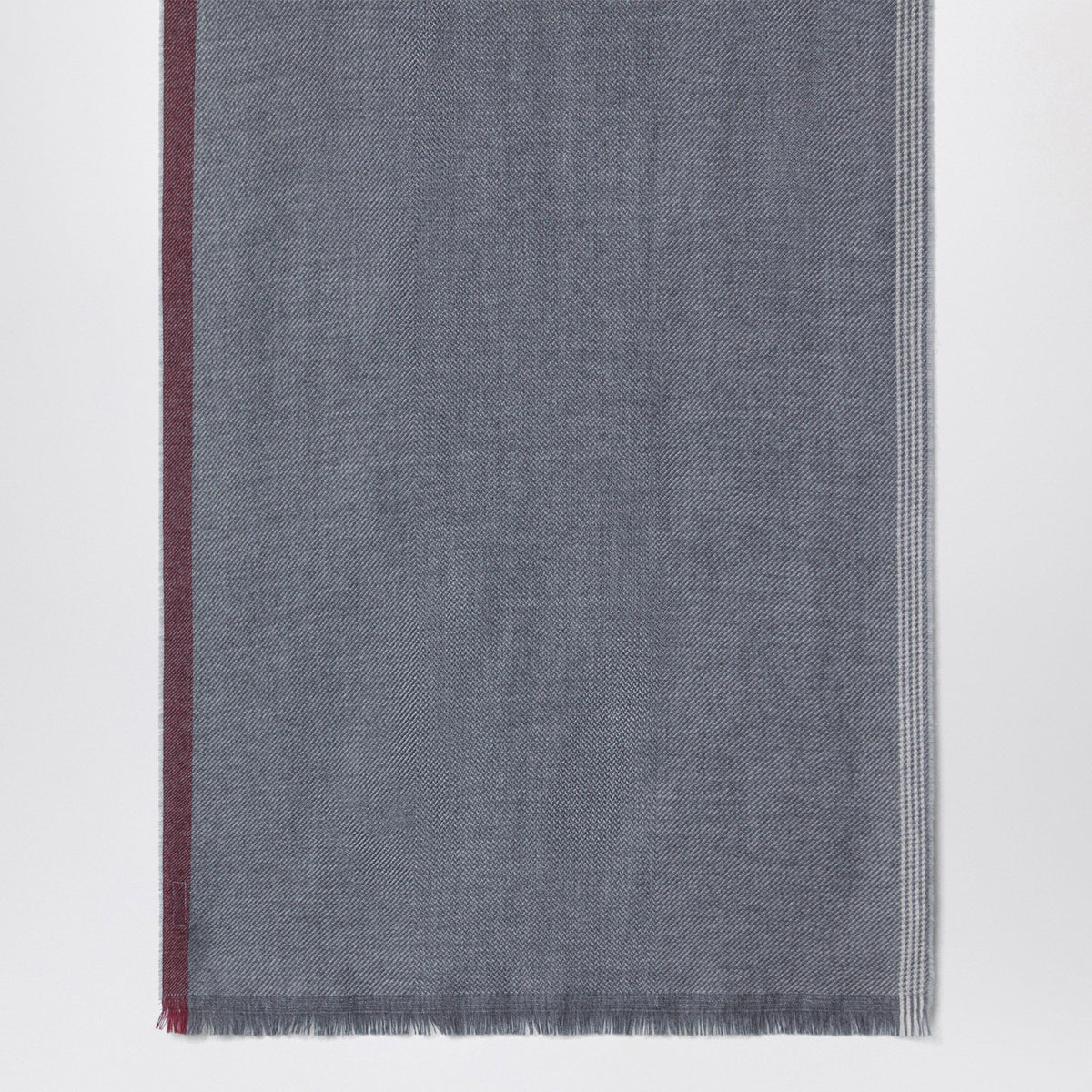 Brunello Cucinelli Dark Grey/Burgundy/Sand Scarf In Wool And Cashmere Men BRUNELLO CUCINELLI