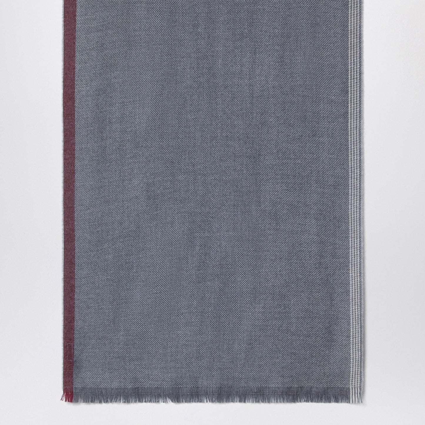 Brunello Cucinelli Dark Grey/Burgundy/Sand Scarf In Wool And Cashmere Men BRUNELLO CUCINELLI