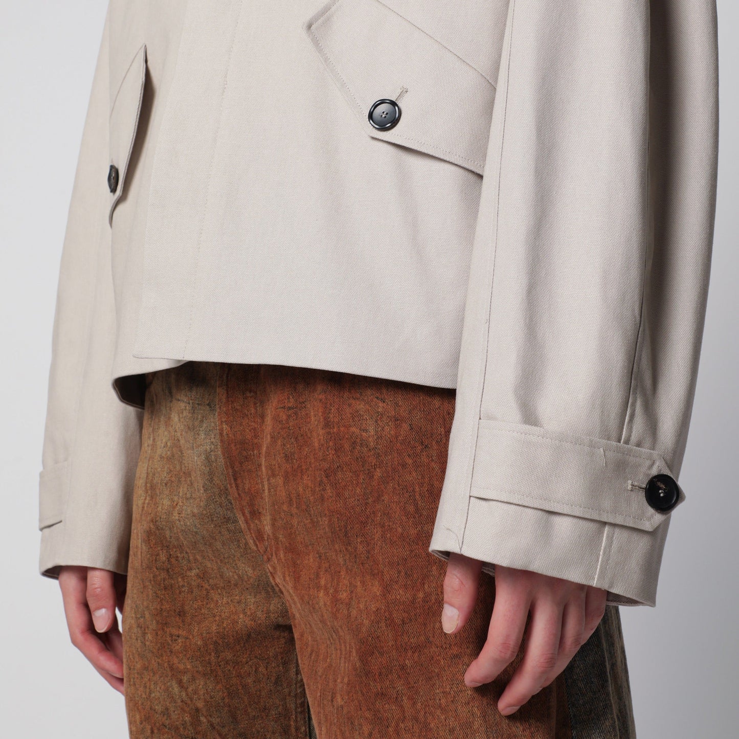 Sefr Short Beige Cotton Trench Coat Men SEFR