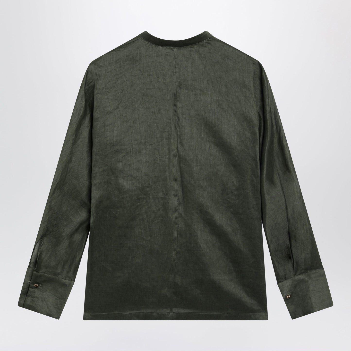 Max Mara Studio Ramie Canvas Shirt In Khaki Green Women MAX MARA STUDIO