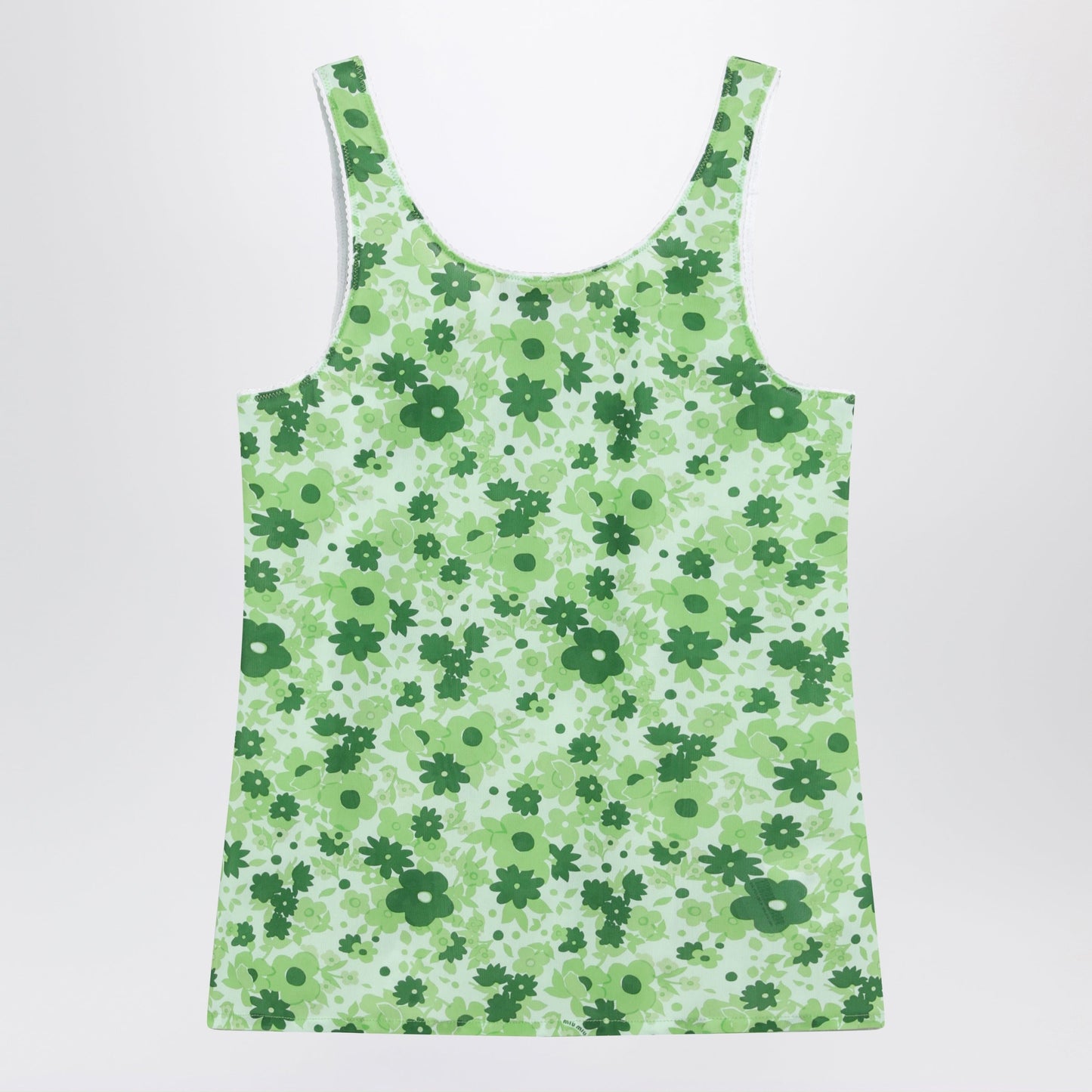 Miu Miu Green Floral Stretch Polyamide-Blend Top Women MIU MIU