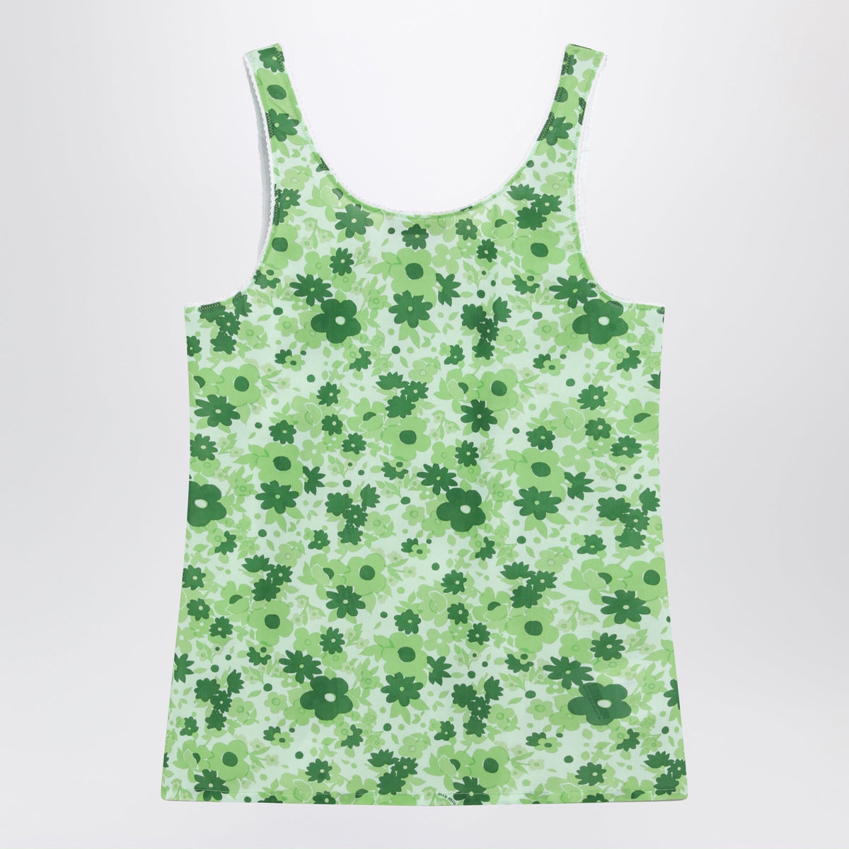 Miu Miu Green Floral Stretch Polyamide-Blend Top Women MIU MIU