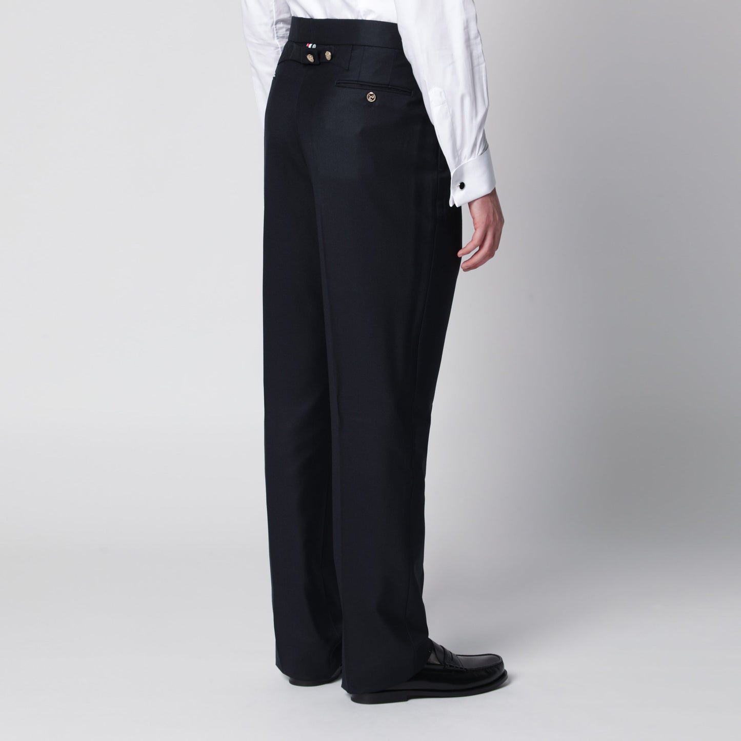 Thom Browne Navy Blue Wool Trousers Men THOM BROWNE