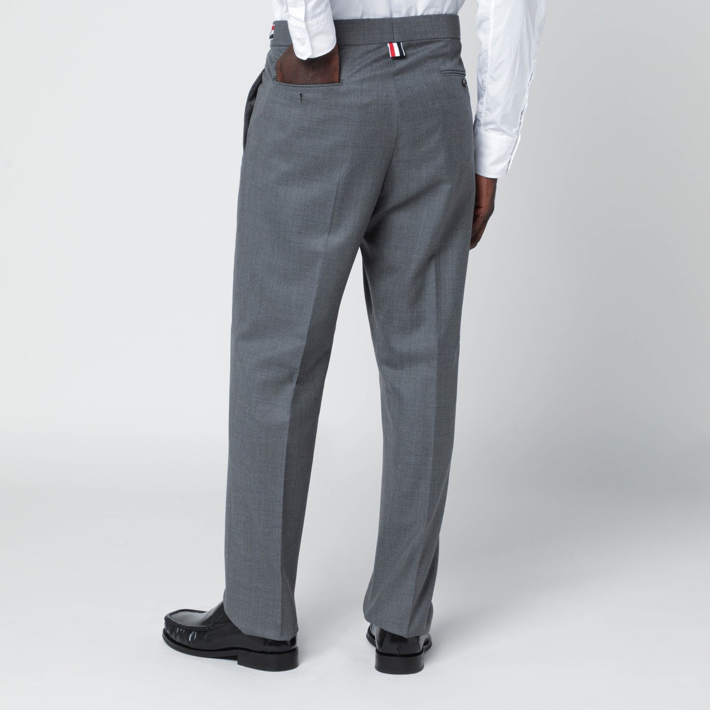 Thom Browne Grey Wool Trousers Men THOM BROWNE