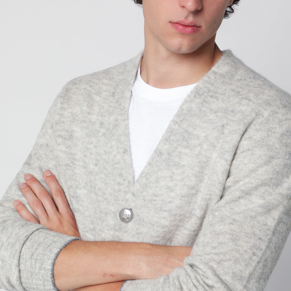 Brunello Cucinelli Nebbia Cardigan In Alpaca Blend Men BRUNELLO CUCINELLI
