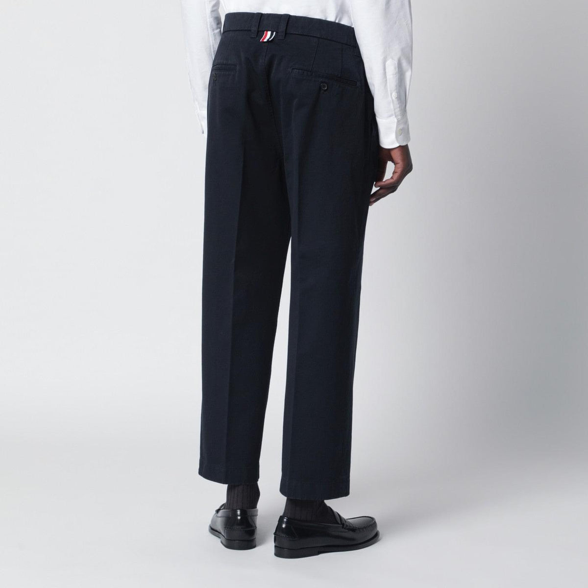 Thom Browne Navy Blue Cotton Trousers Men THOM BROWNE