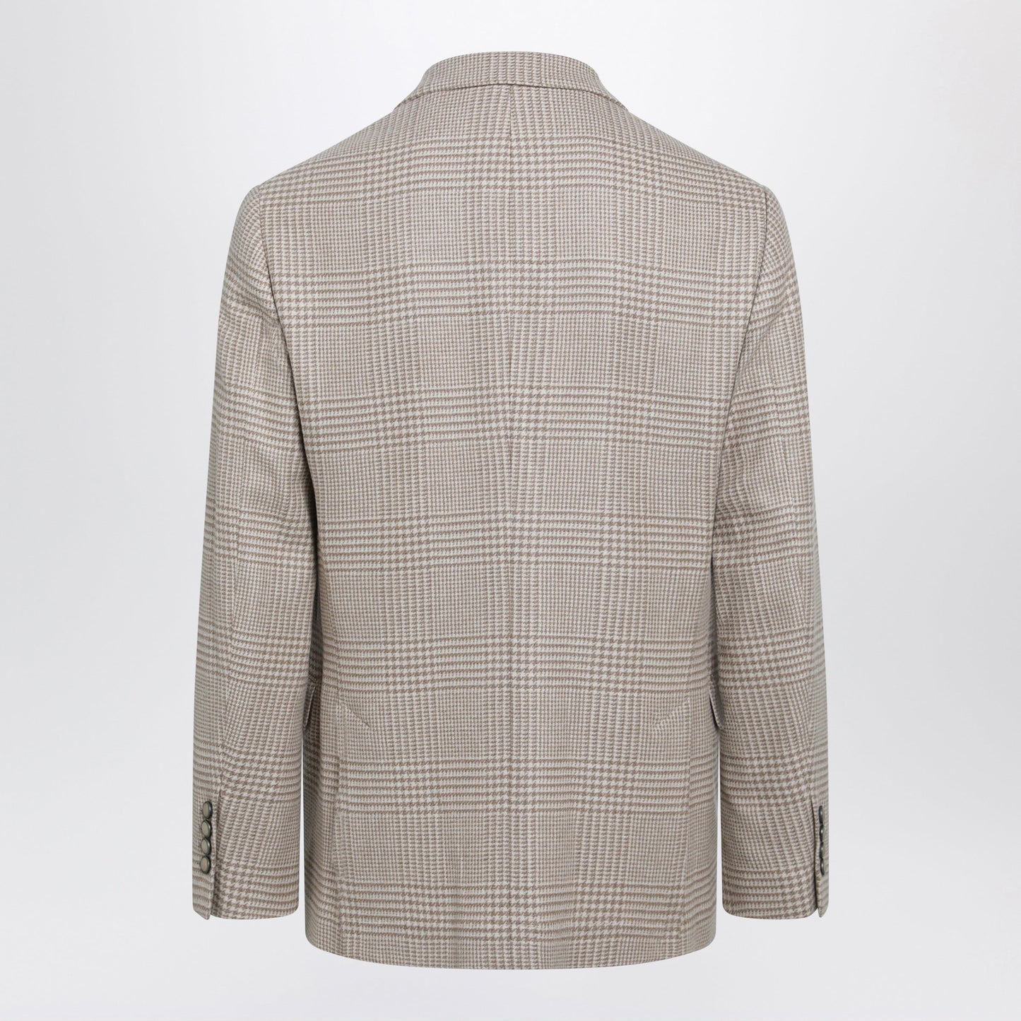 Brunello Cucinelli Camel Prince Of Wales Check Single-Breasted Jacket Men BRUNELLO CUCINELLI