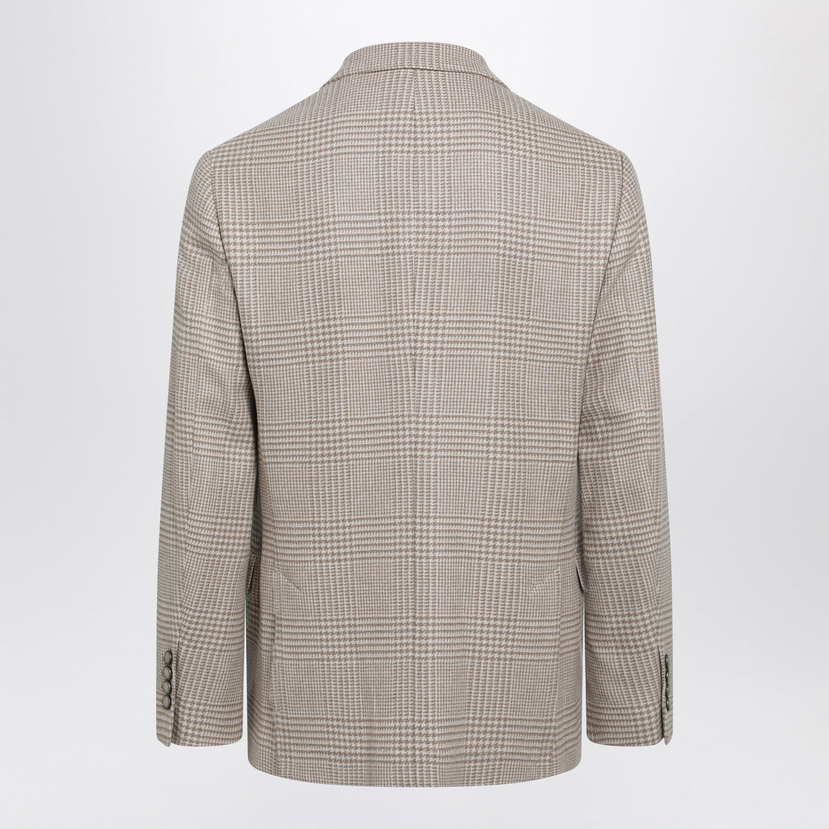 Brunello Cucinelli Camel Prince Of Wales Check Single-Breasted Jacket Men BRUNELLO CUCINELLI