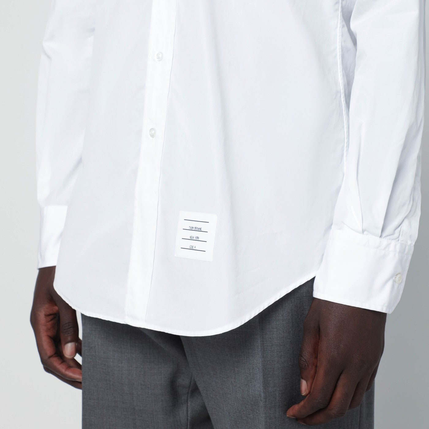 Thom Browne White Button-Down Cotton Shirt Men THOM BROWNE