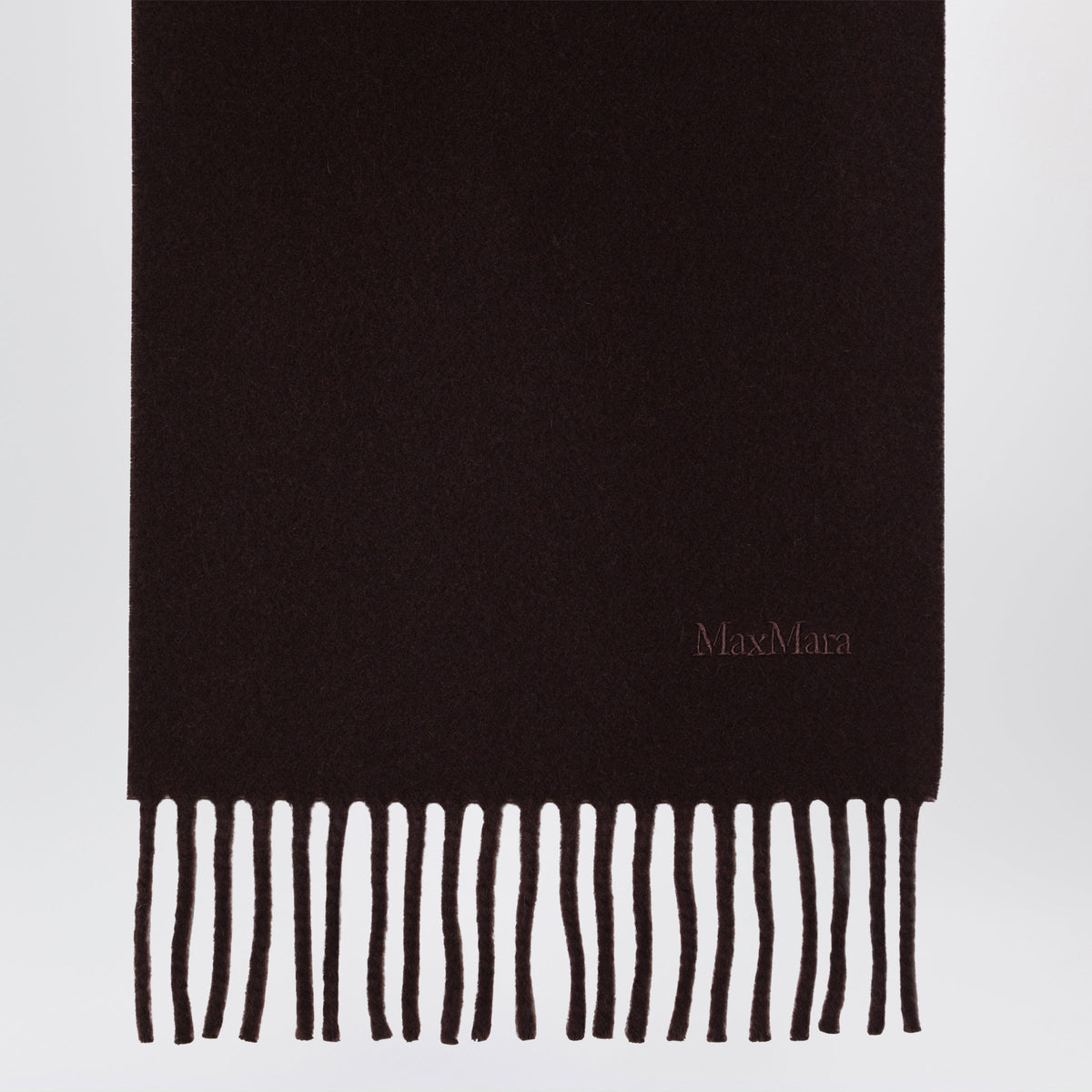 Max Mara Brown Wool Scarf With Fringes Women MAX MARA