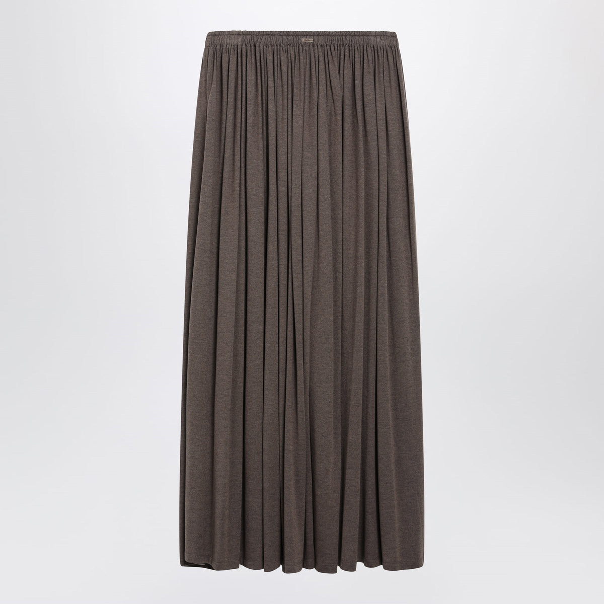 Max Mara Long Pleated Skirt In Dark Khaki Lightweight Jersey Women MAX MARA