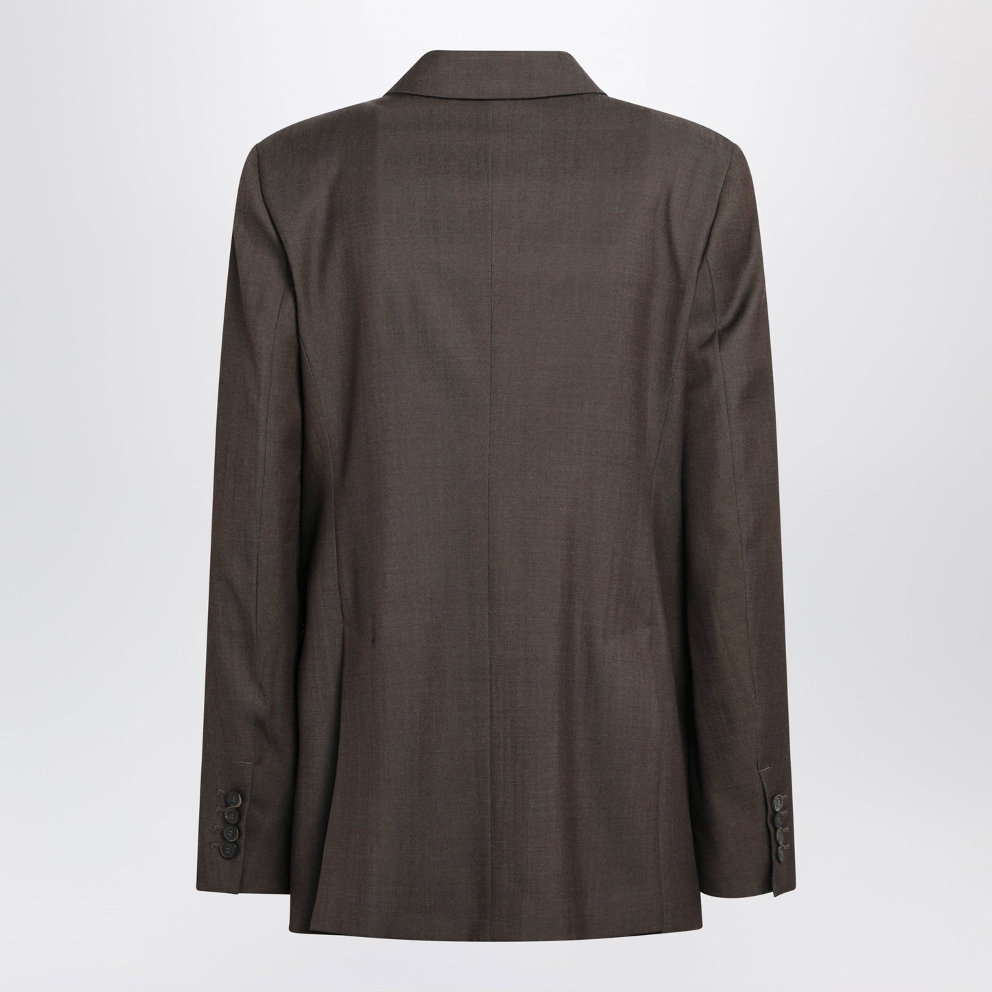 Max Mara Leather Brown Double-Breasted Wool Jacket Women MAX MARA