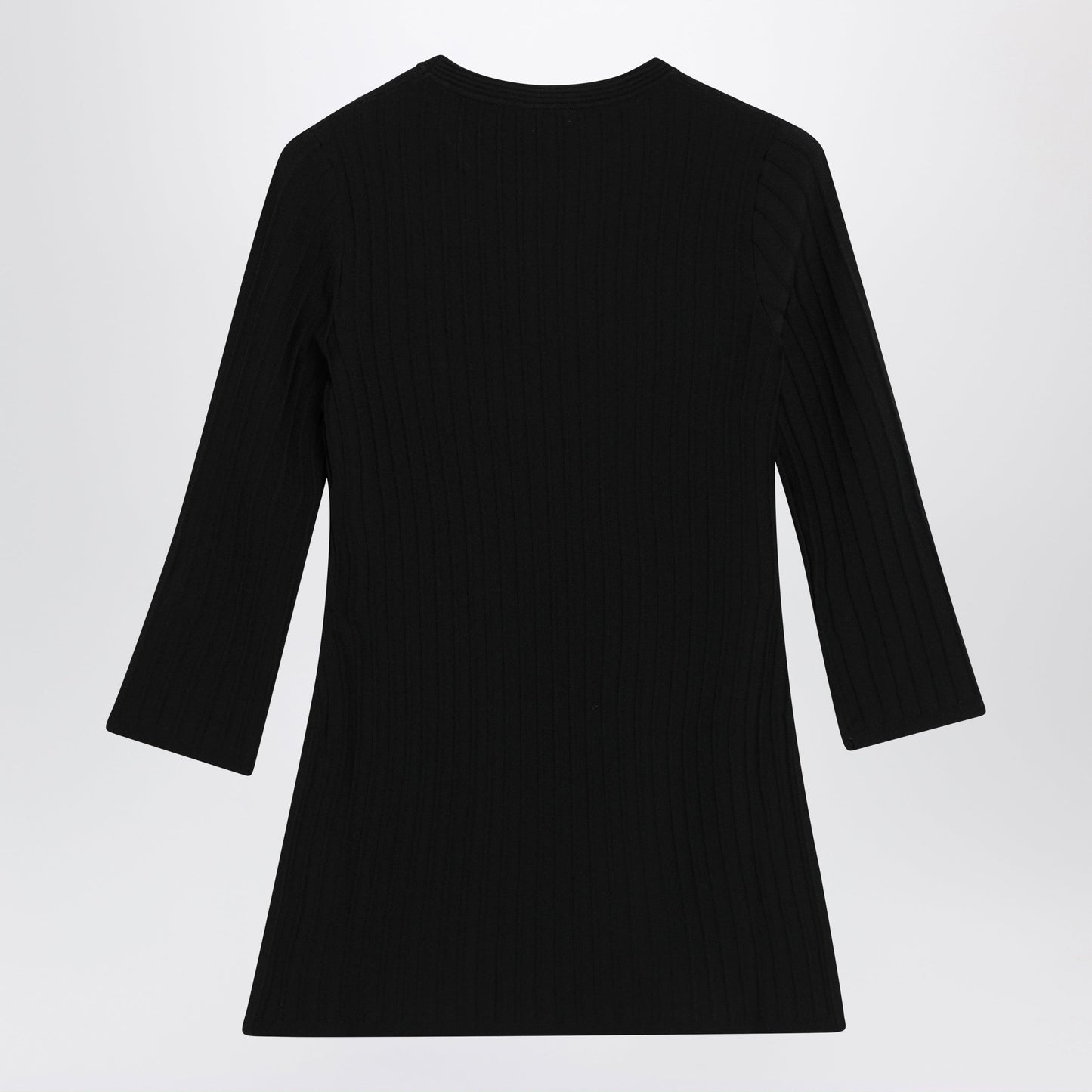 Max Mara Ribbed Crewneck Sweater In Crãªpe Viscose, Black Women MAX MARA
