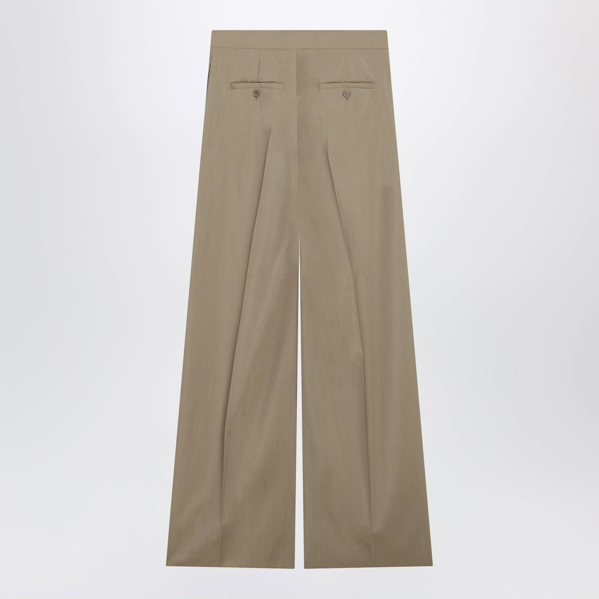 Max Mara Wide-Leg Trousers In Sand-Colored Wool And Silk Poplin Women MAX MARA