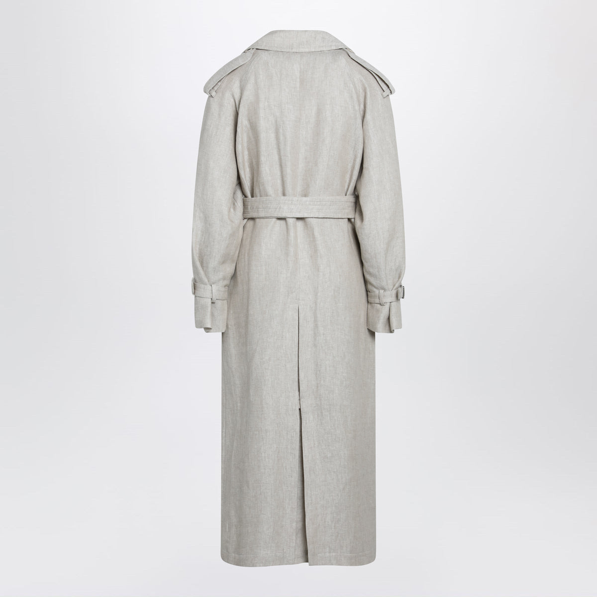 Max Mara Sand-Coloured Double-Breasted Duster Coat In Linen Drill Women