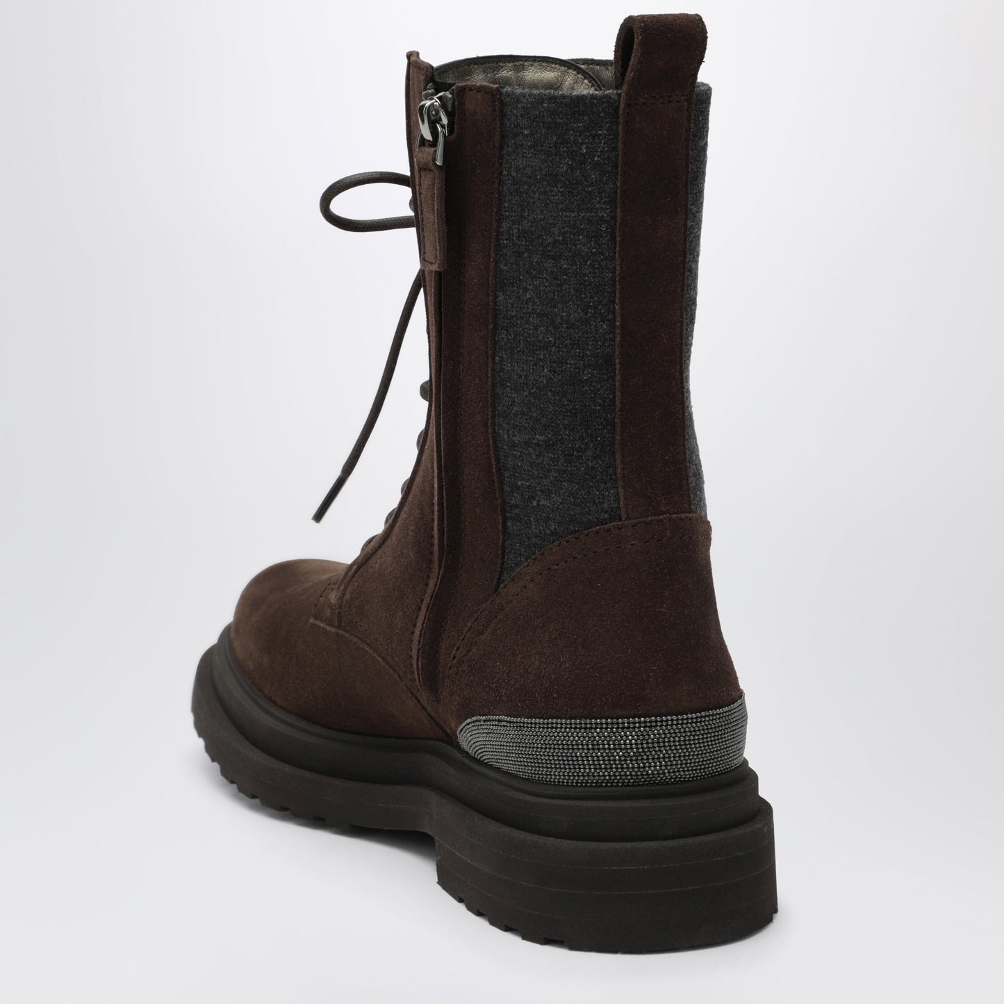 Brunello Cucinelli Espresso Suede Boots With Virgin Wool Insert Women BRUNELLO CUCINELLI