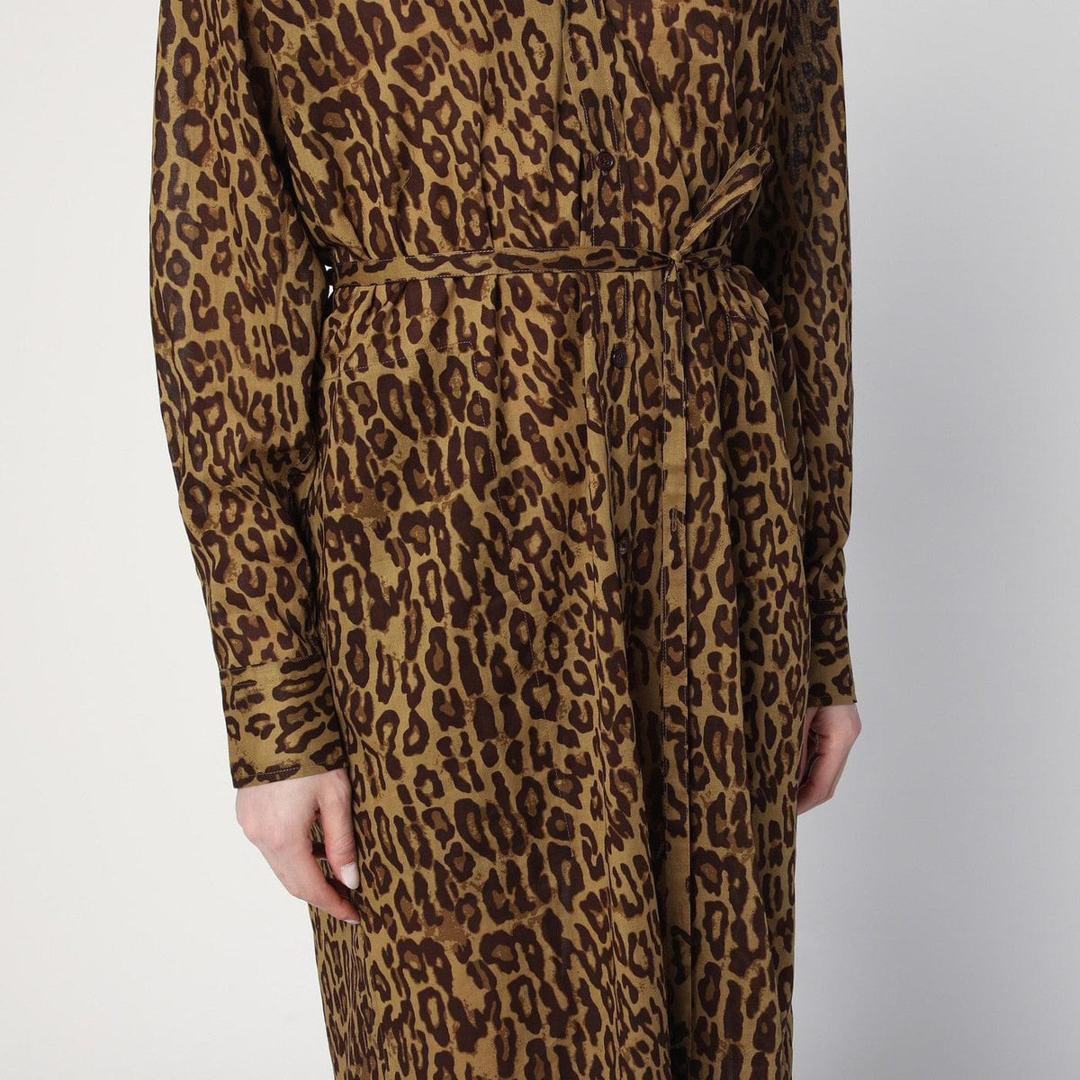 6397 Leopard-Print Shirt Dress In Cotton Voile Women 6397