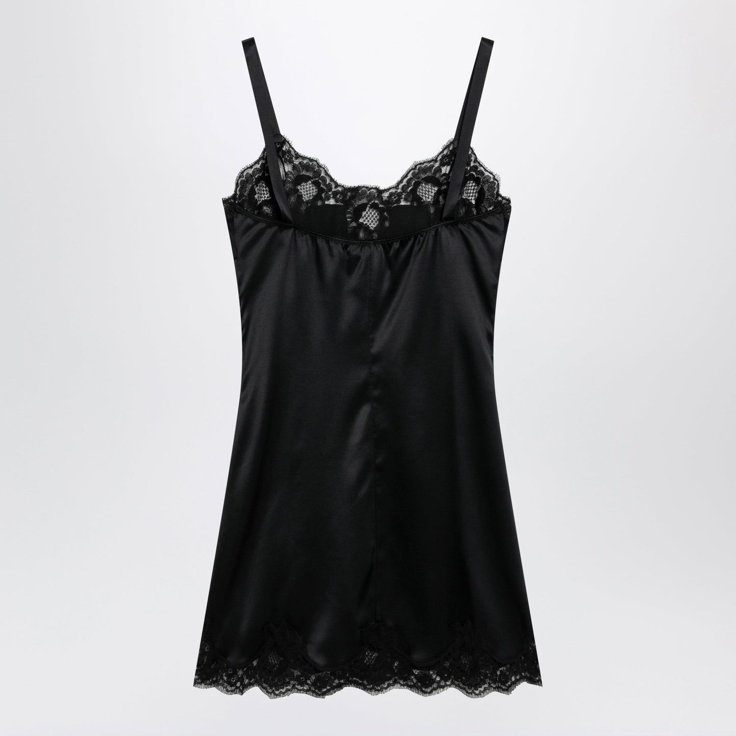 Dolce&Gabbana Black Silk Satin Slip With Lace Trim Women DOLCE & GABBANA