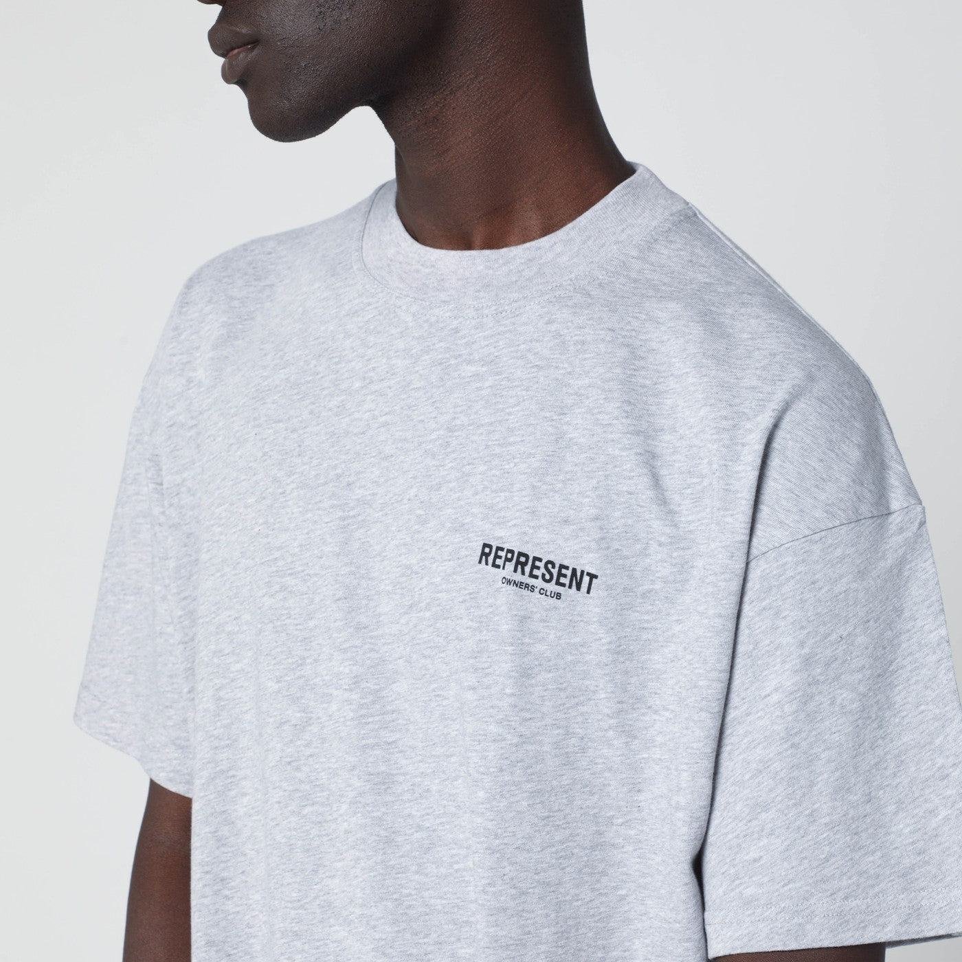 Represent Grey Cotton T-Shirt With Logo Men Represent