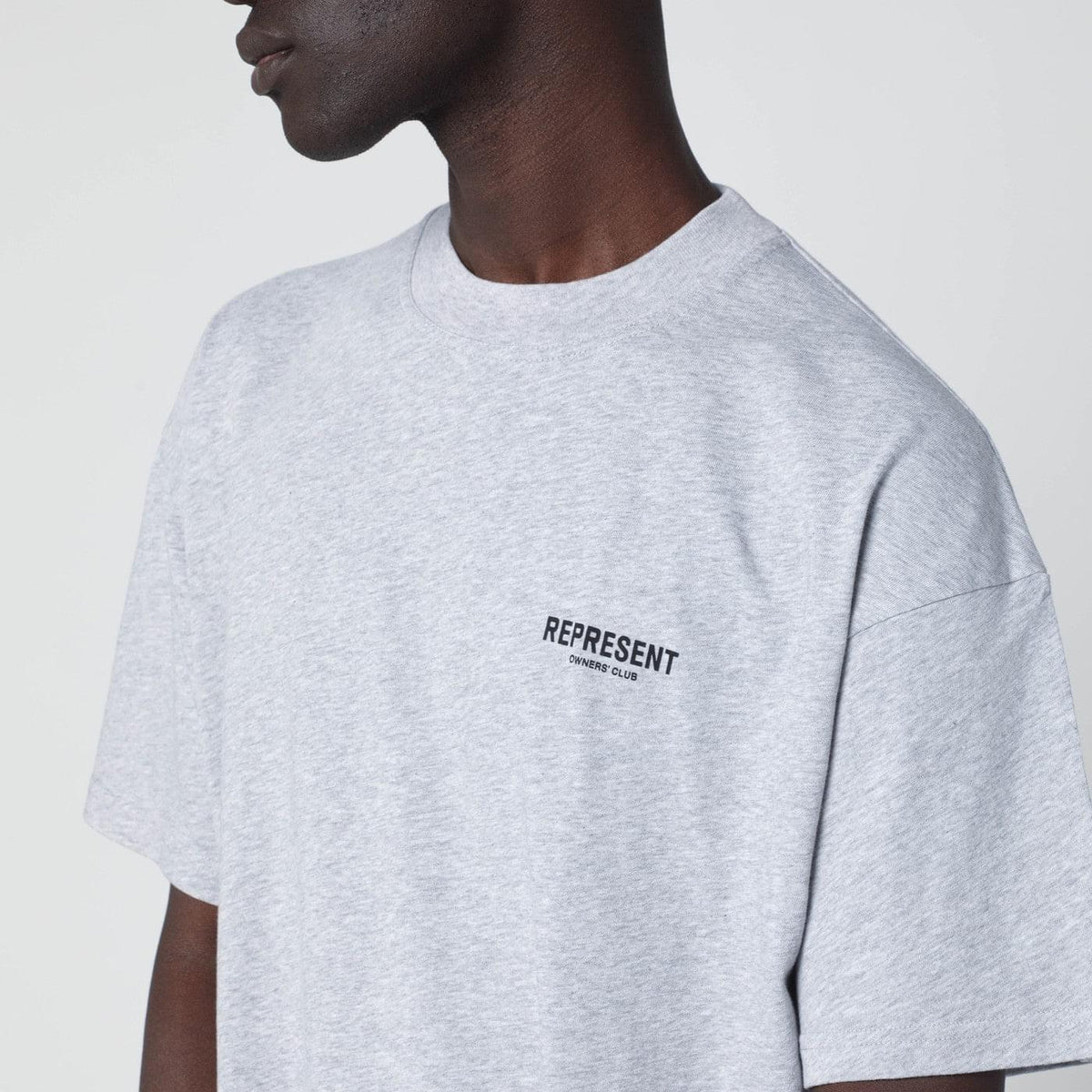 Represent Grey Cotton T-Shirt With Logo Men Represent