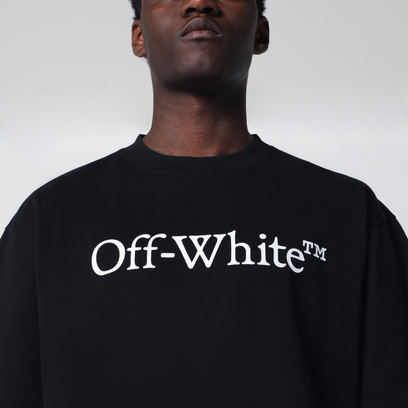 Off-White Black T-Shirt With Logo Print Men OFF-WHITE