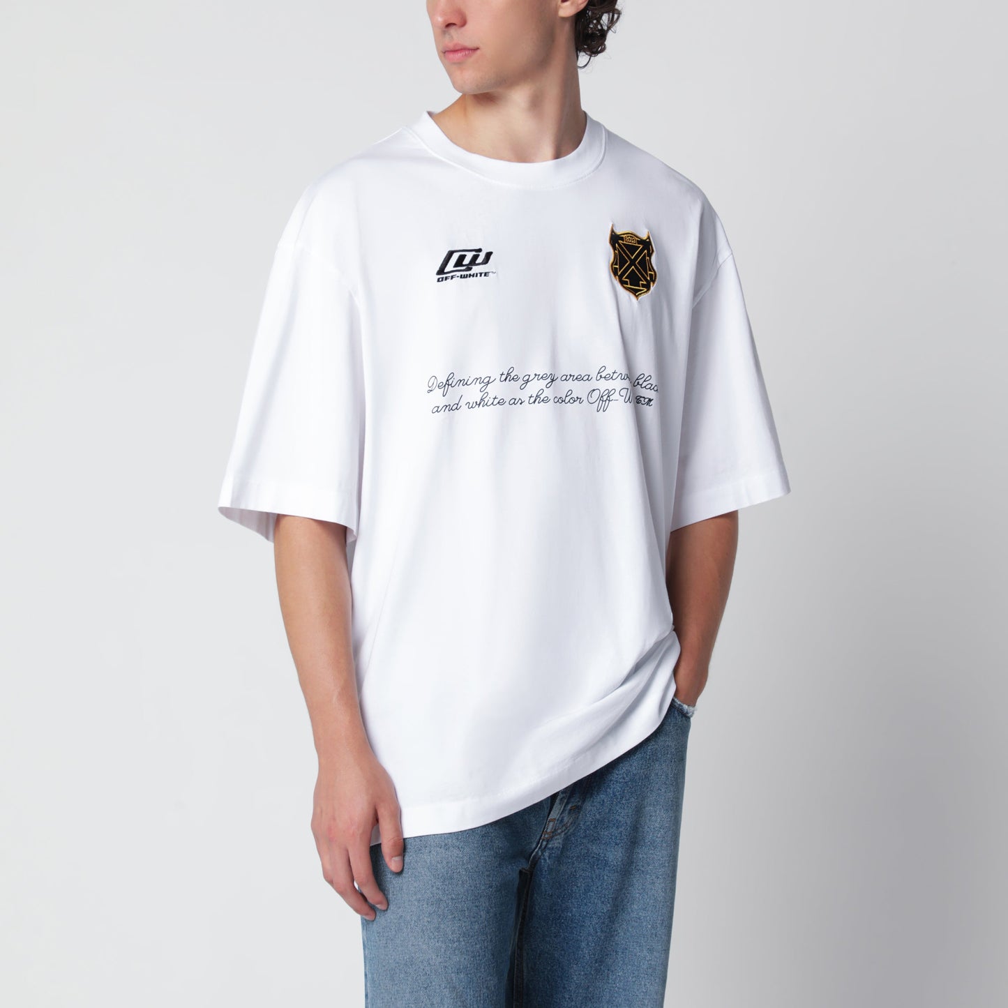 Off-White Off-White White T-Shirt With Logo Prints Men OFF-WHITE