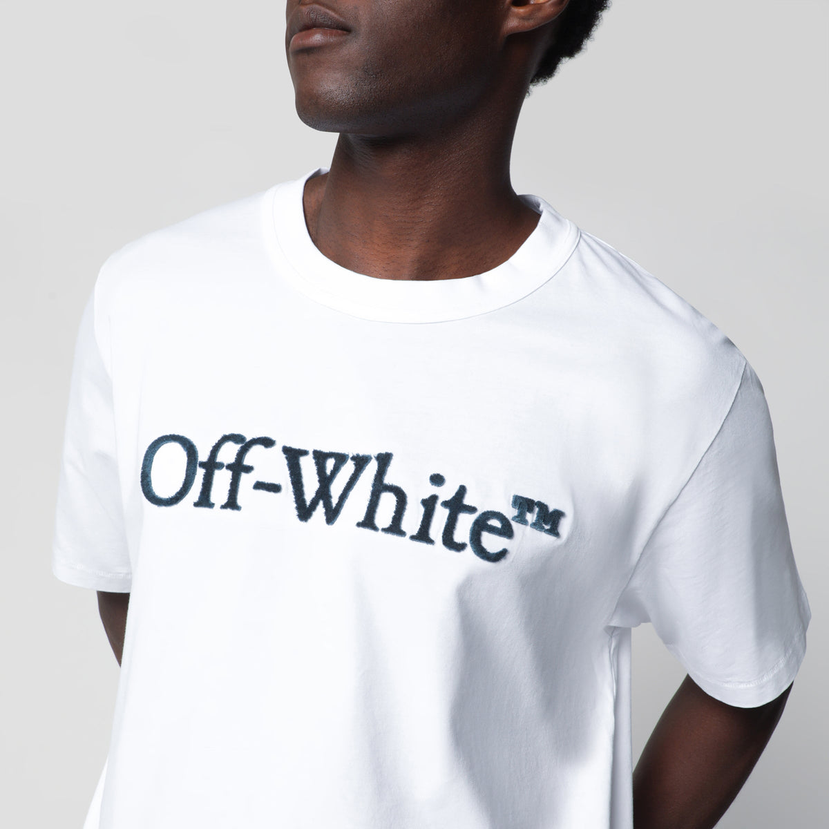 Off-White White T-Shirt With Embroidered Logo Men OFF-WHITE