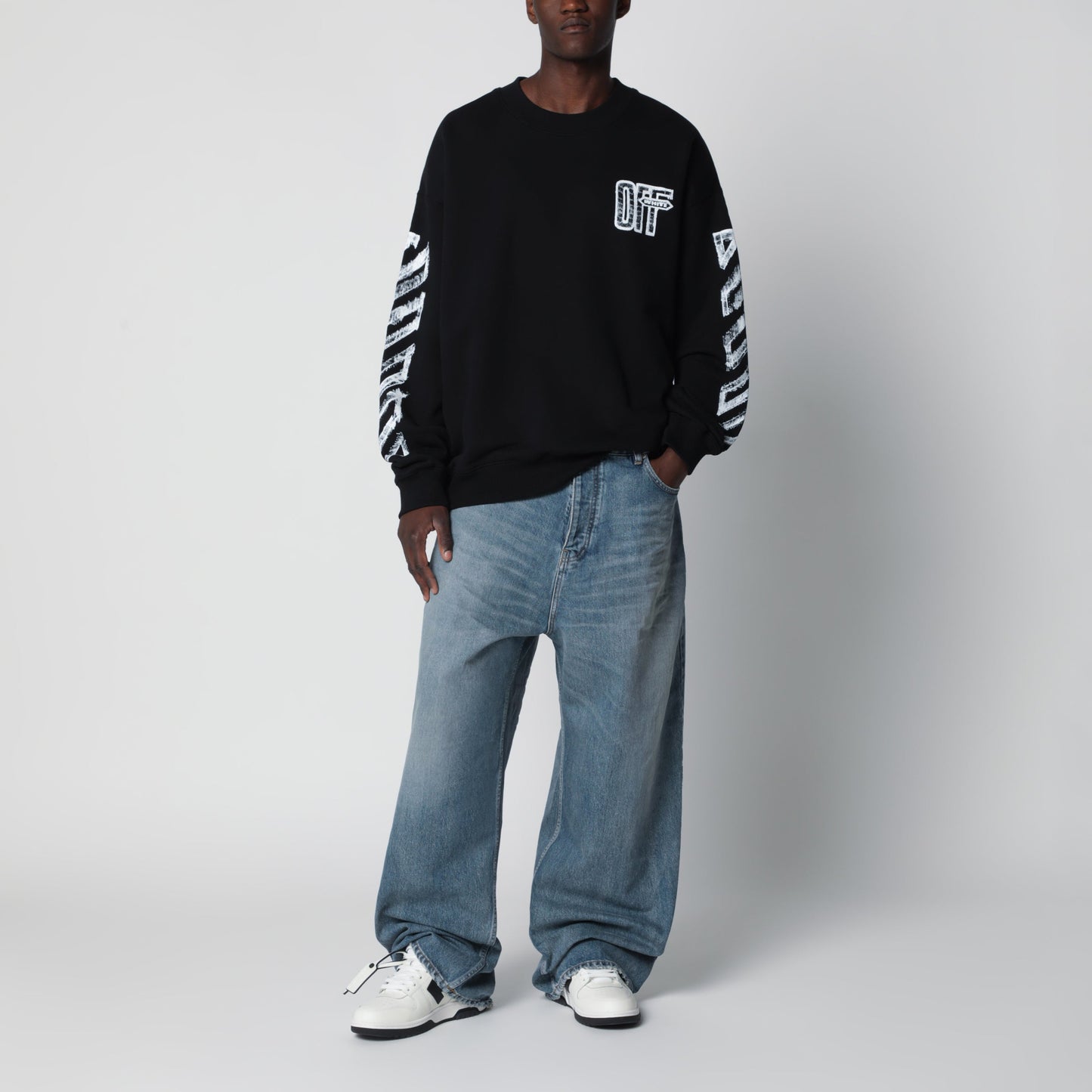 Off-White Black Motion Arrow Skate Cotton Sweatshirt Men OFF-WHITE