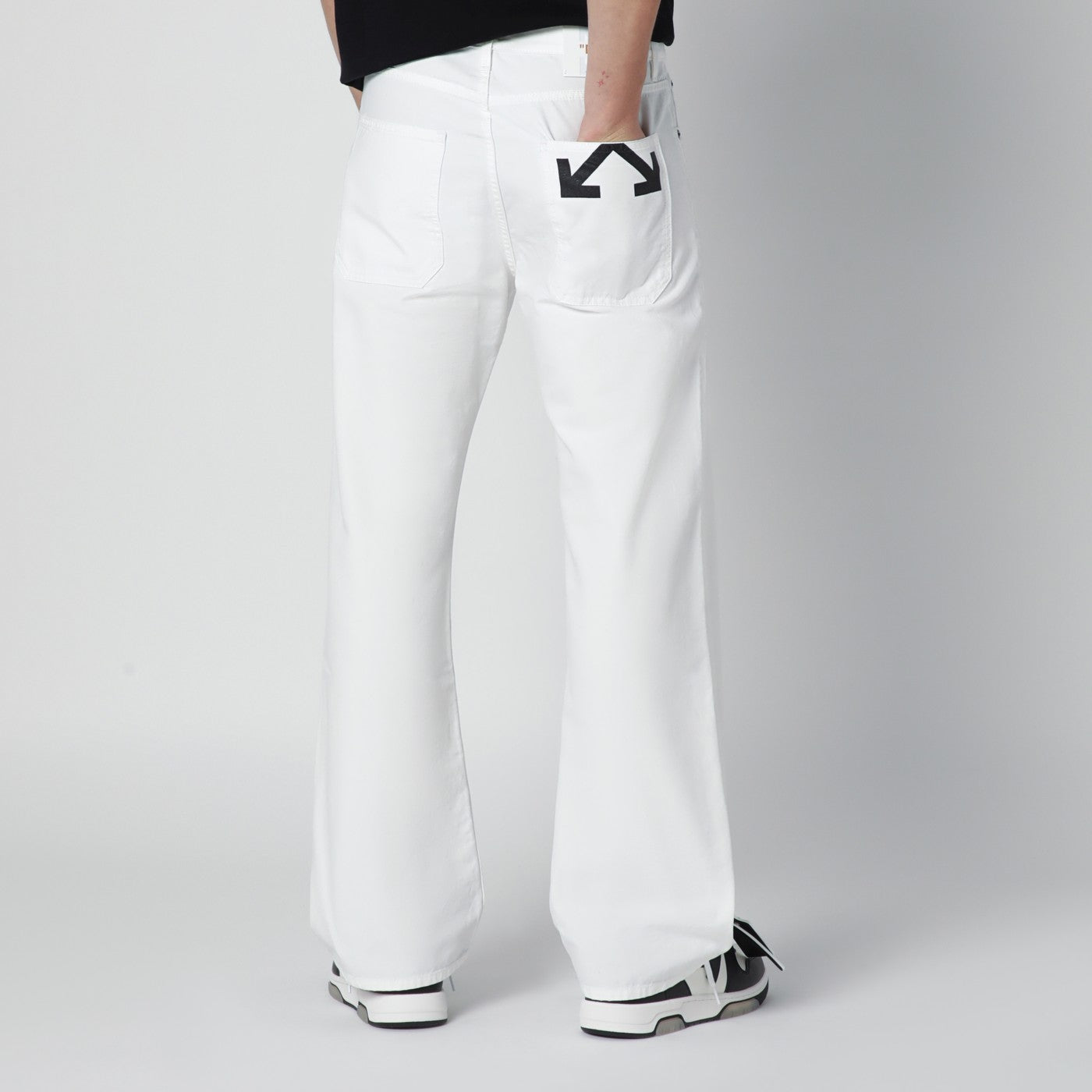 Off-White White Trousers With Logo Men OFF-WHITE