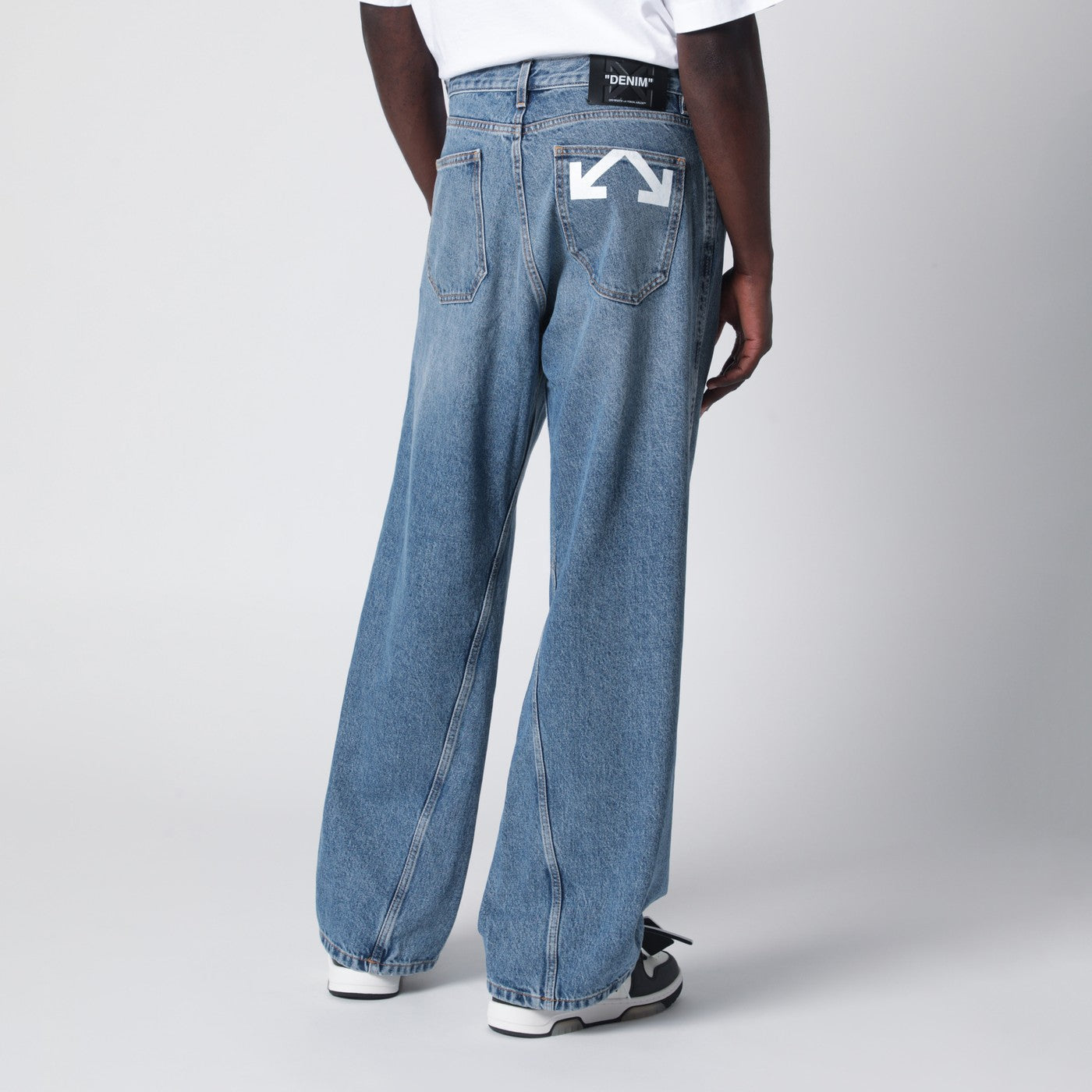 Off-White Wide-Leg Light Blue Jeans With Logo Men OFF-WHITE