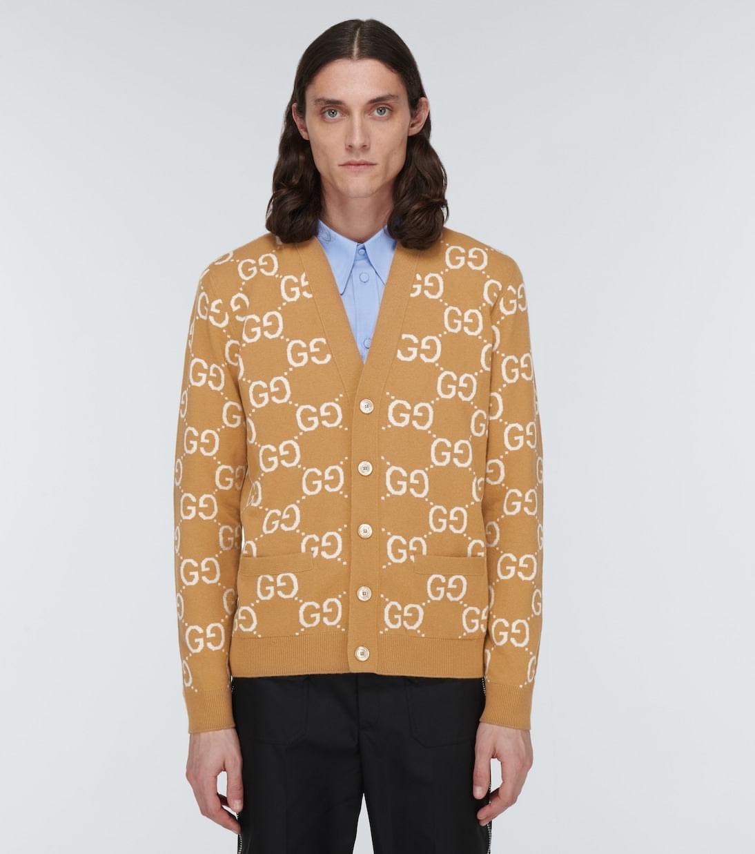 Gucci Men Gg Jacquard Wool Cardigan GUCCI