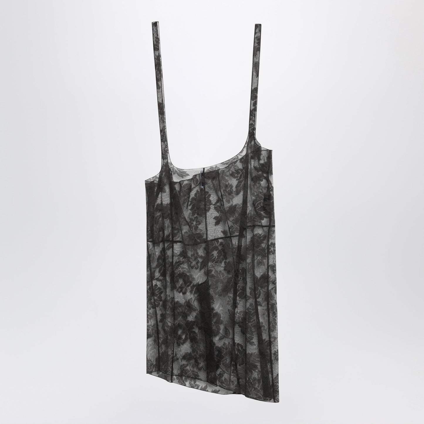 Prada Brown Chantilly Lace Midi Skirt With Straps Women PRADA