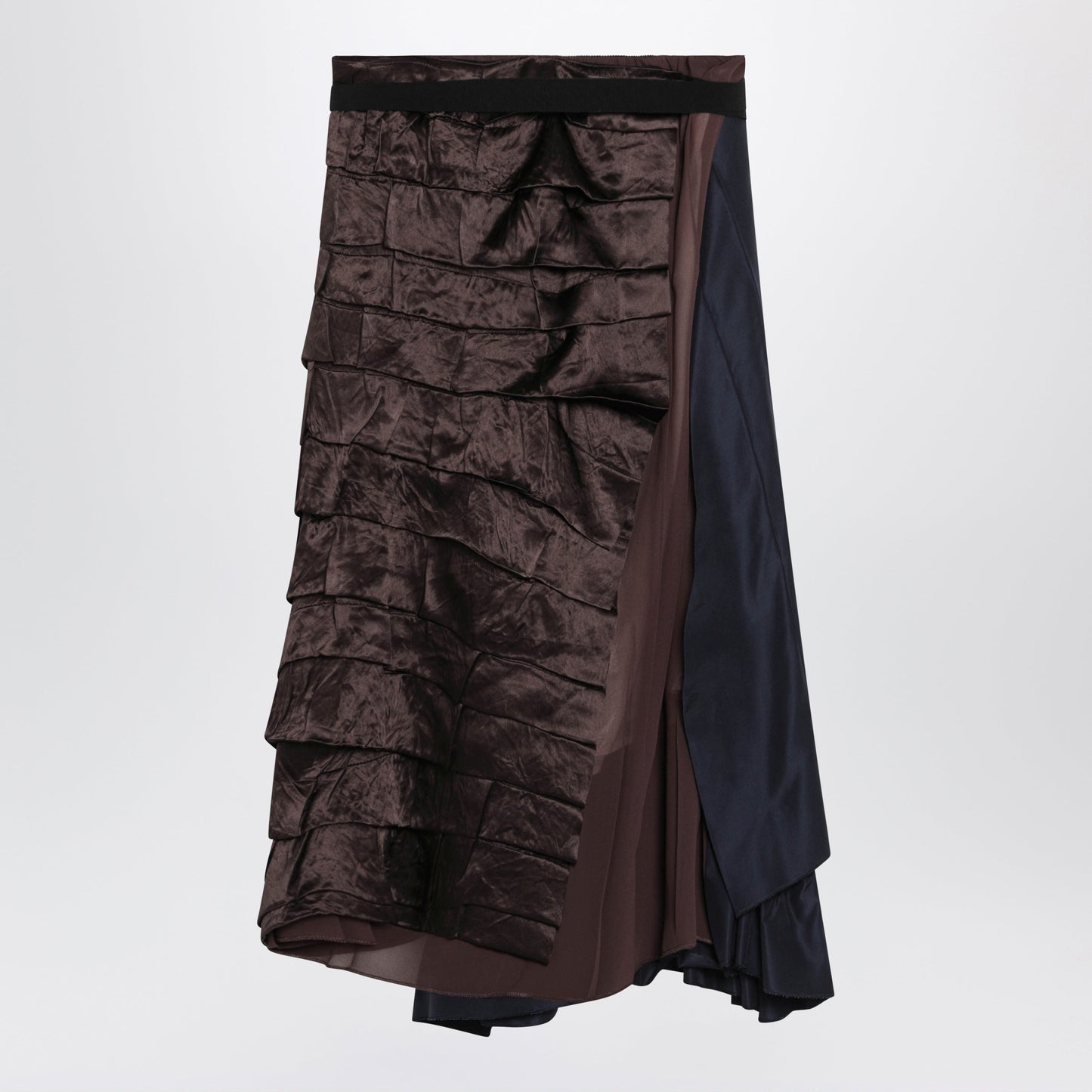 Prada Blue Patchwork Faille Wrap Skirt Women PRADA