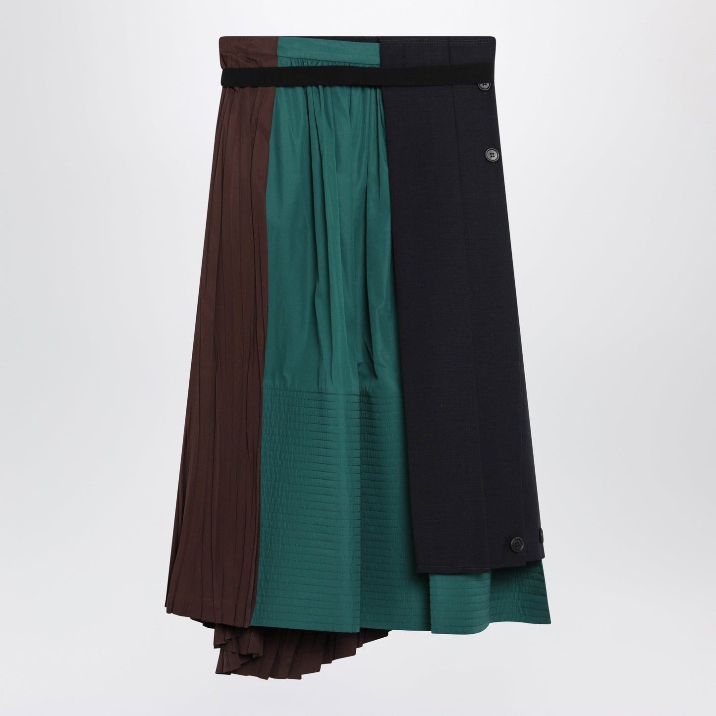 Prada Asymmetric Patchwork Skirt In Virgin Wool, Blue Women PRADA