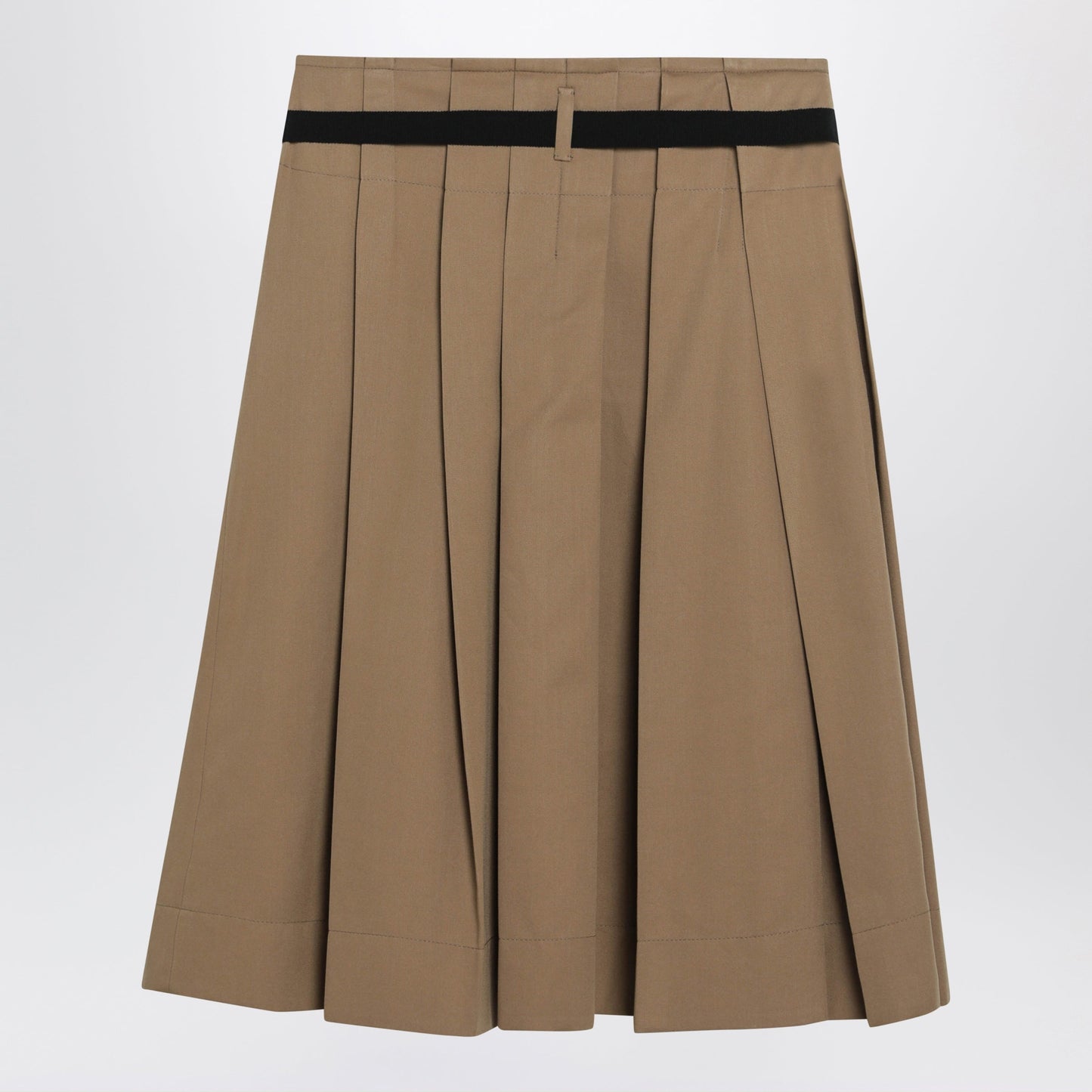 Prada Pleated Canvas Midi Skirt In Cork Color Women PRADA